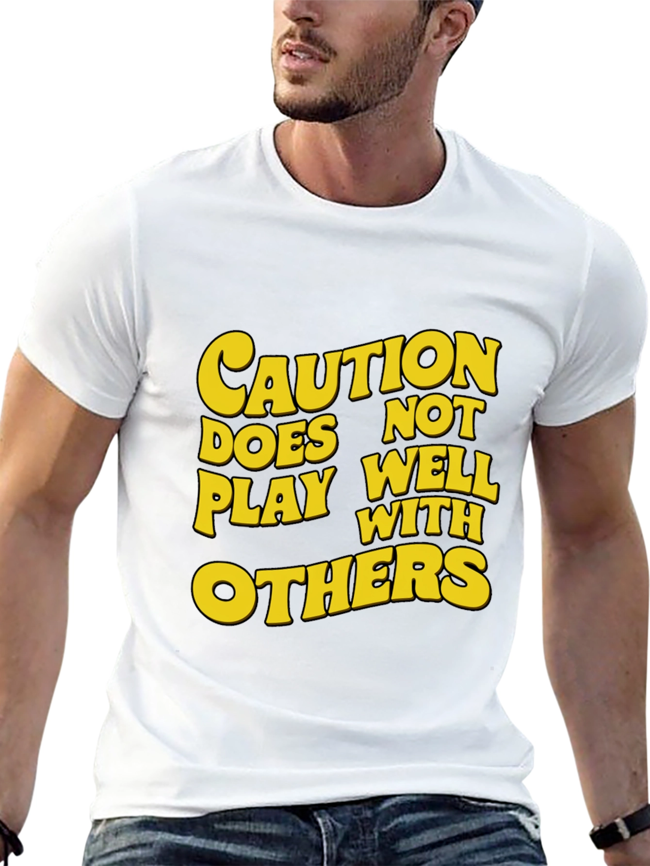 Black Caution: Does Not Play Well With Others T-Shirt view 13