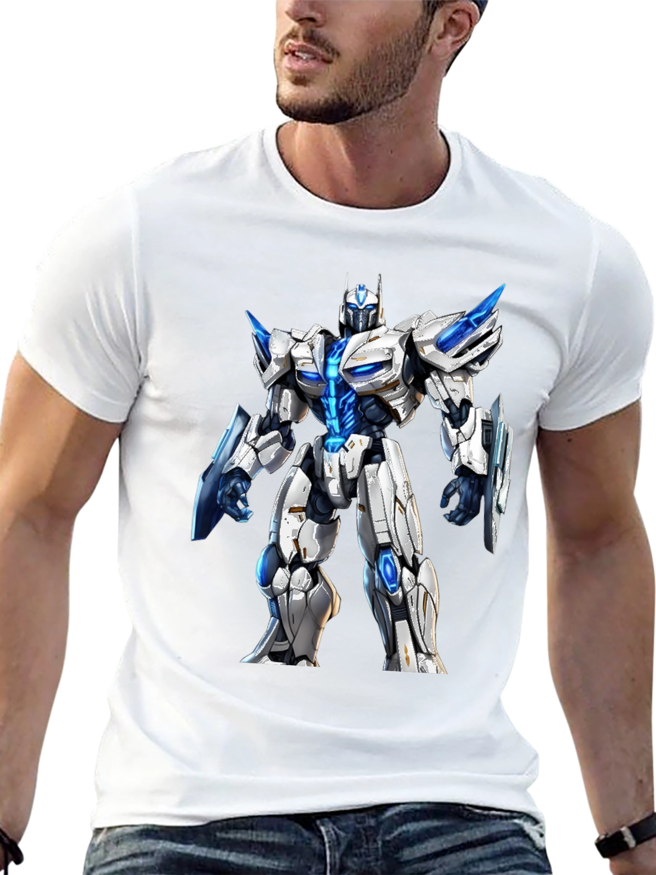 Black Robotic Warrior Graphic T-Shirt view 13