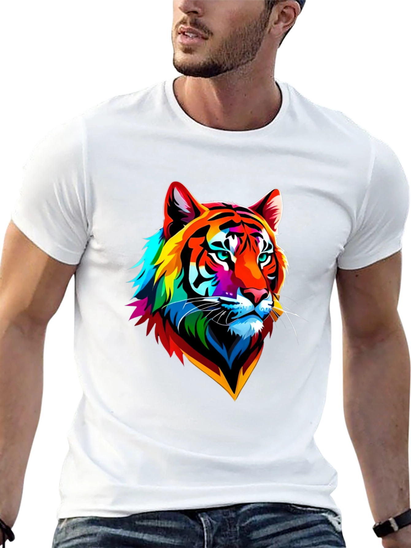 Black Vibrant Tiger Graphic T-Shirt - Bold Animal Print view 13