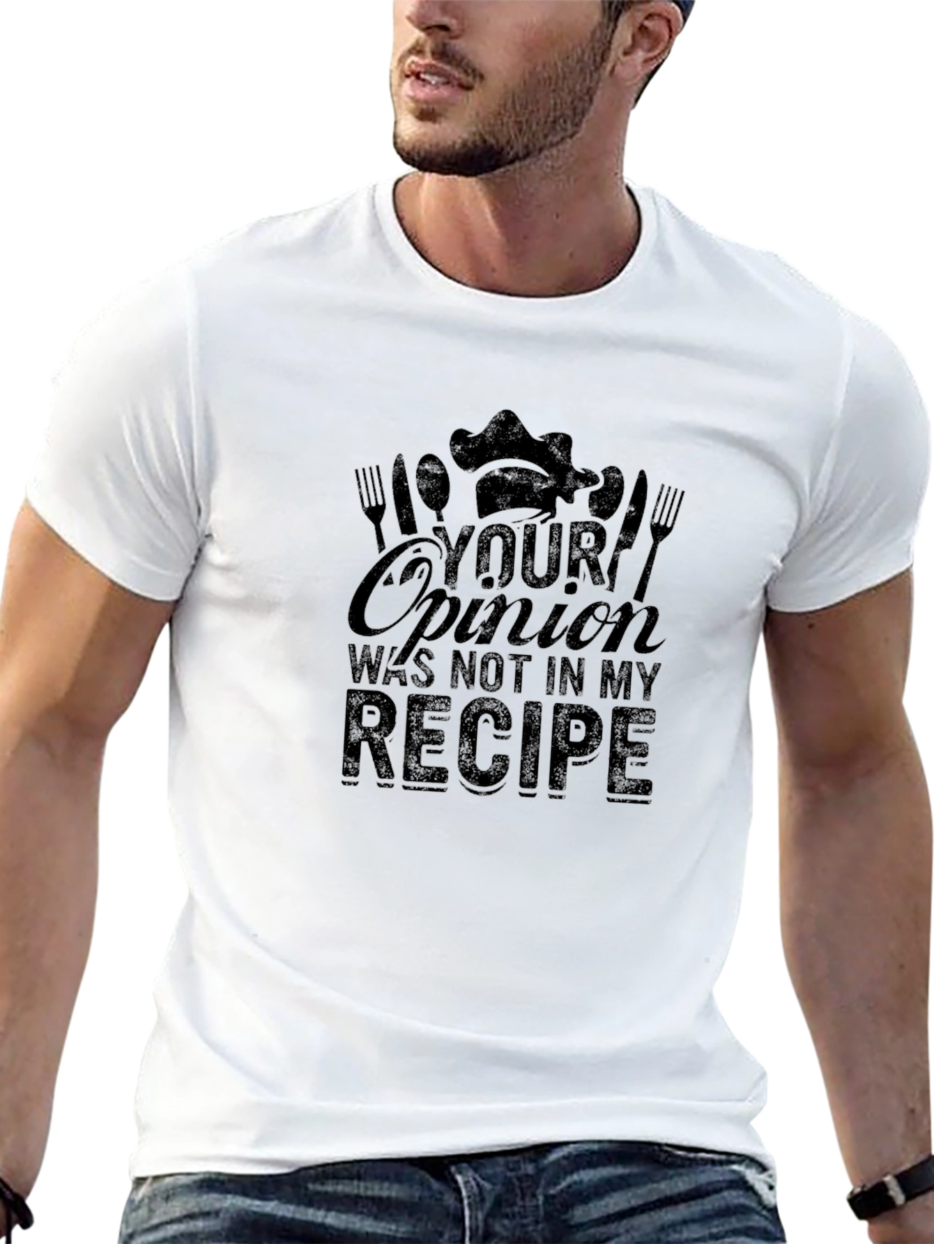 Black Your Opinion Not in My Recipe Chef T-Shirt view 13