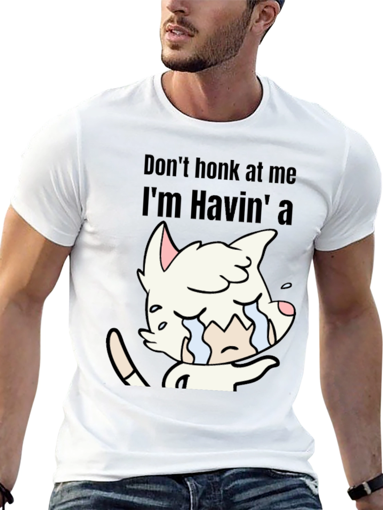 Black Don't Honk At Me Crying Cat T-Shirt view 13