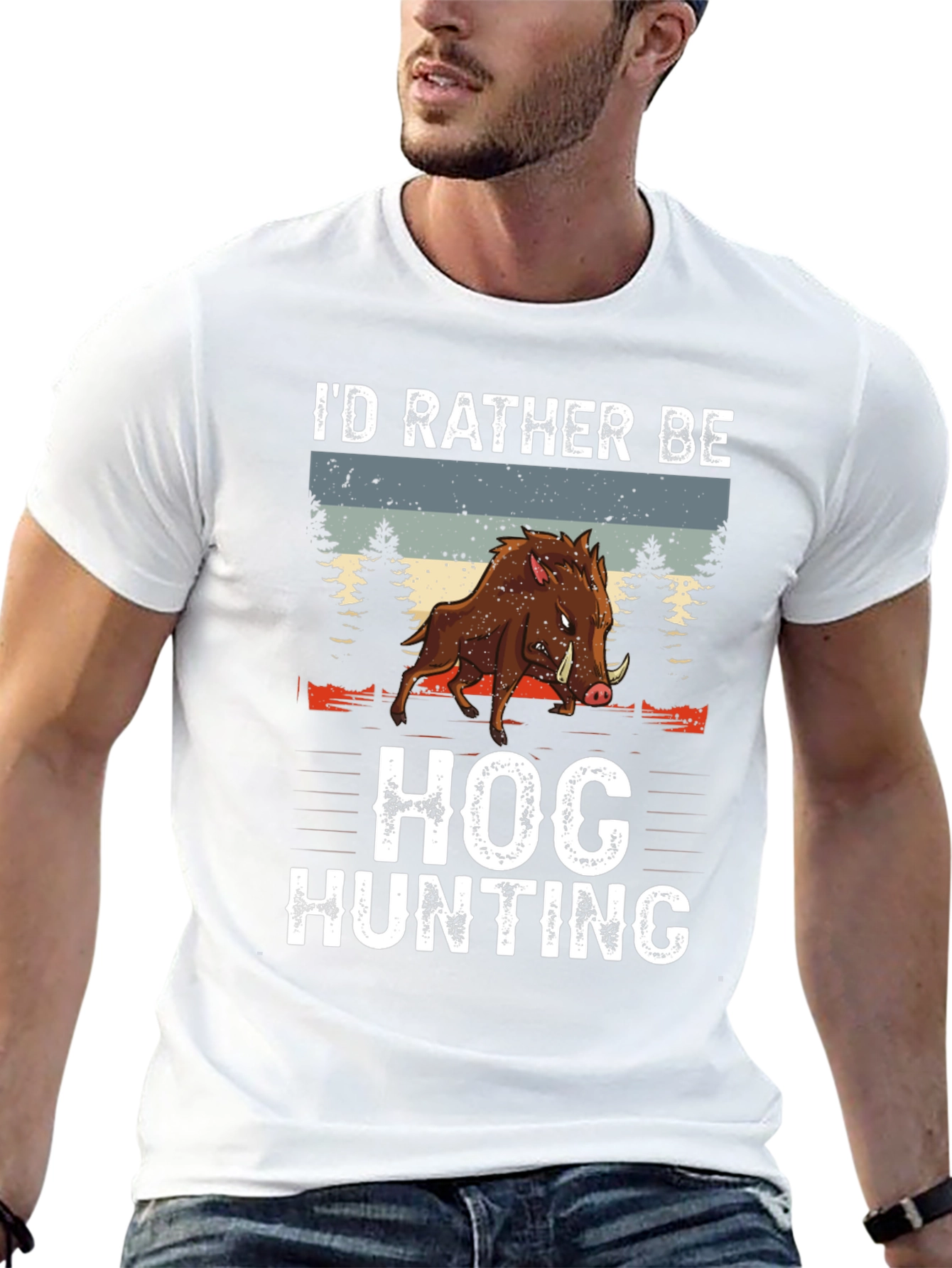 Black Hog Hunting Tee: I'd Rather Be Hunting Shirt view 13