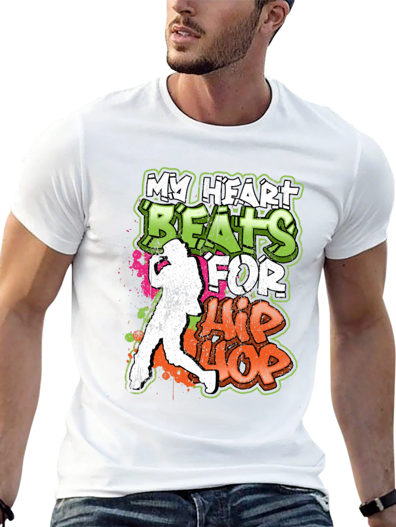 Black Hip Hop Heartbeat Graphic Tee - Urban Style view 13