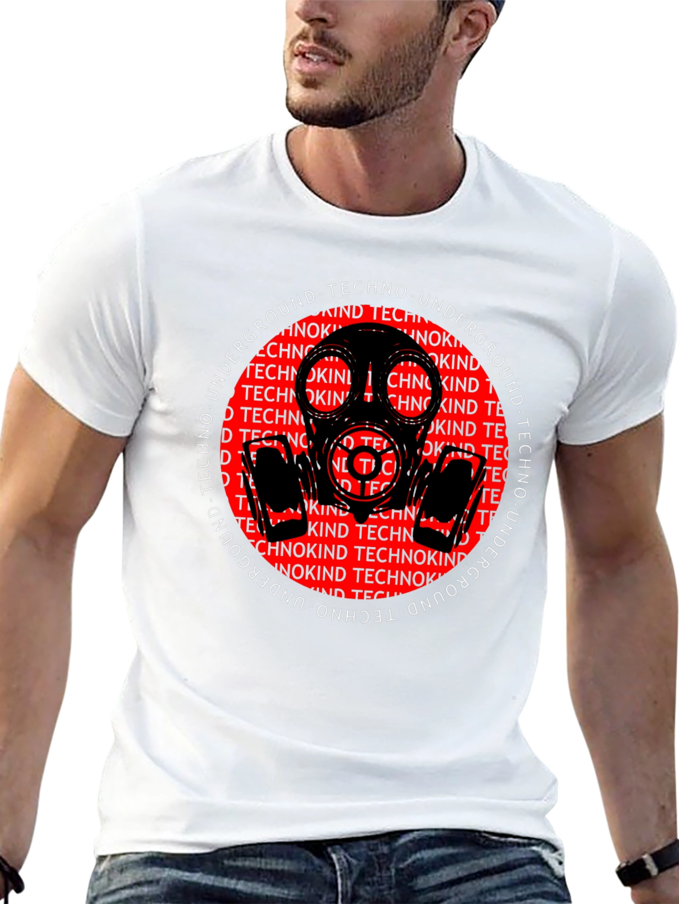 Black Techno Underground Gas Mask Graphic Tee view 13
