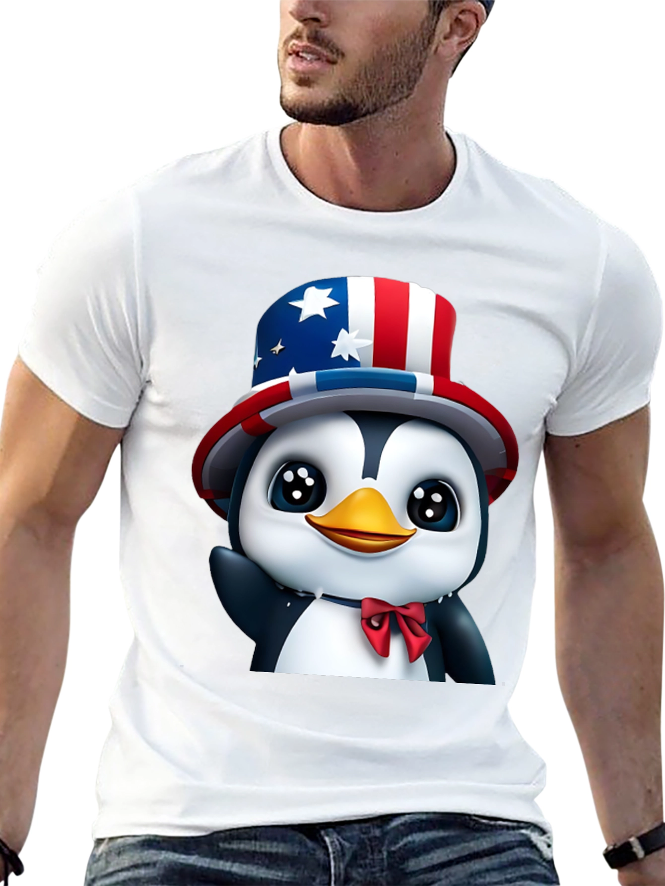 Black Patriotic Penguin T-Shirt - USA Pride view 13