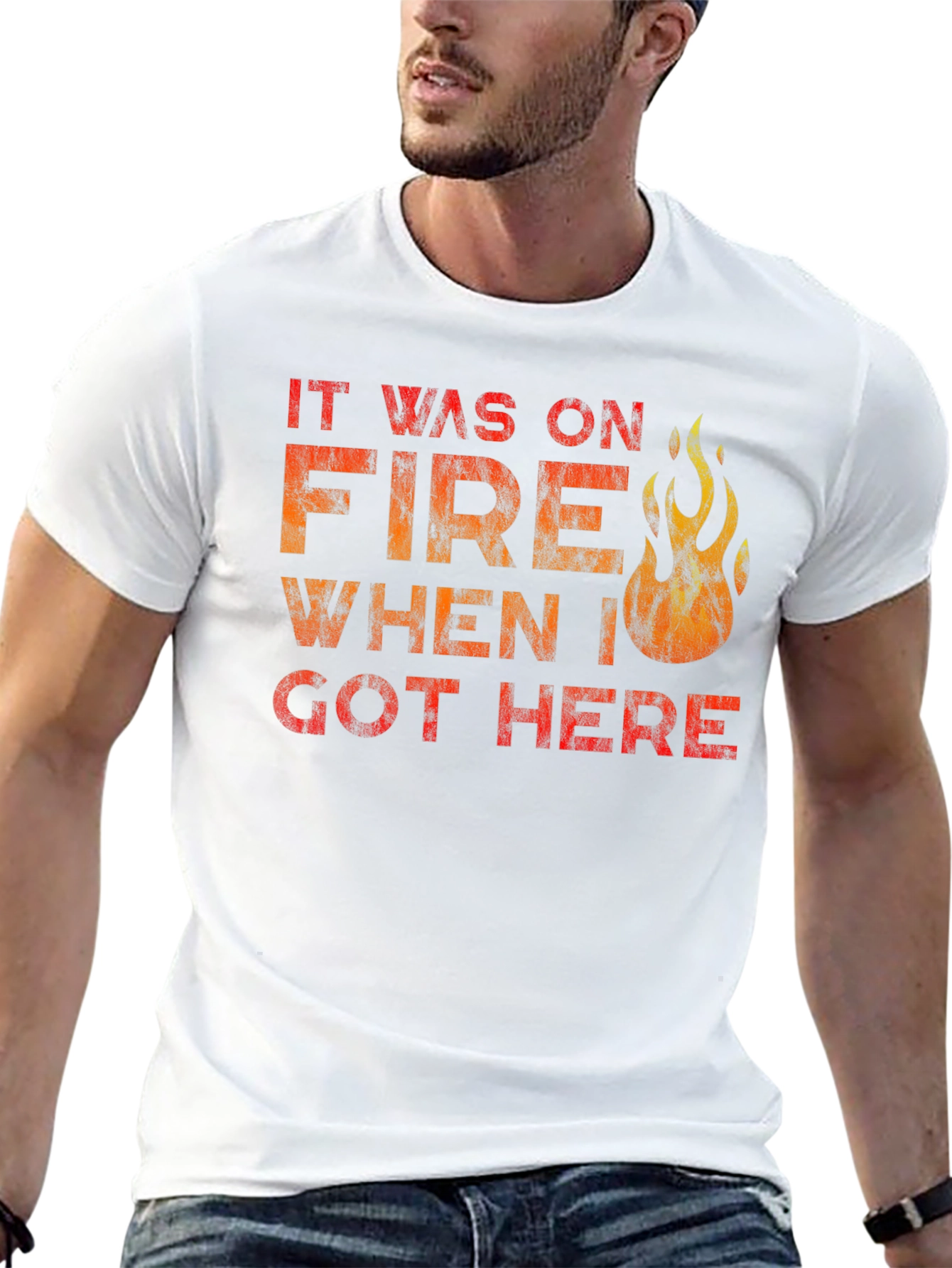 Black It Was On Fire When I Got Here Funny T-Shirt view 13