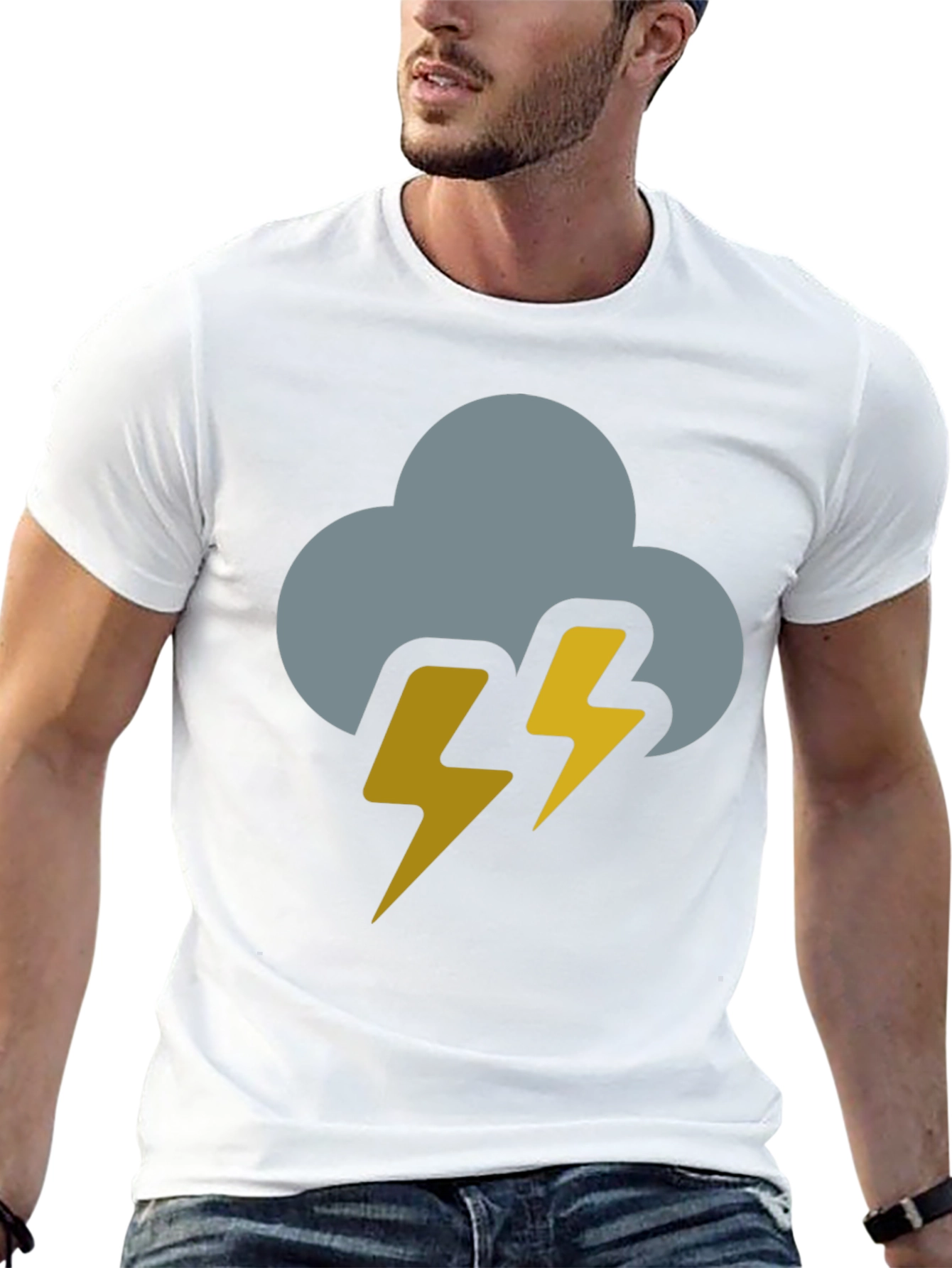 Black Storm Cloud Lightning Bolt Black T-Shirt view 13