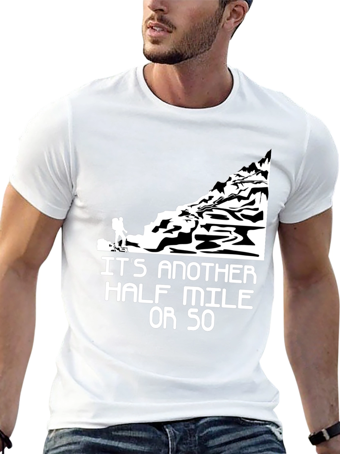 Black Hiking Humor Graphic T-Shirt - Another Half Mile view 13