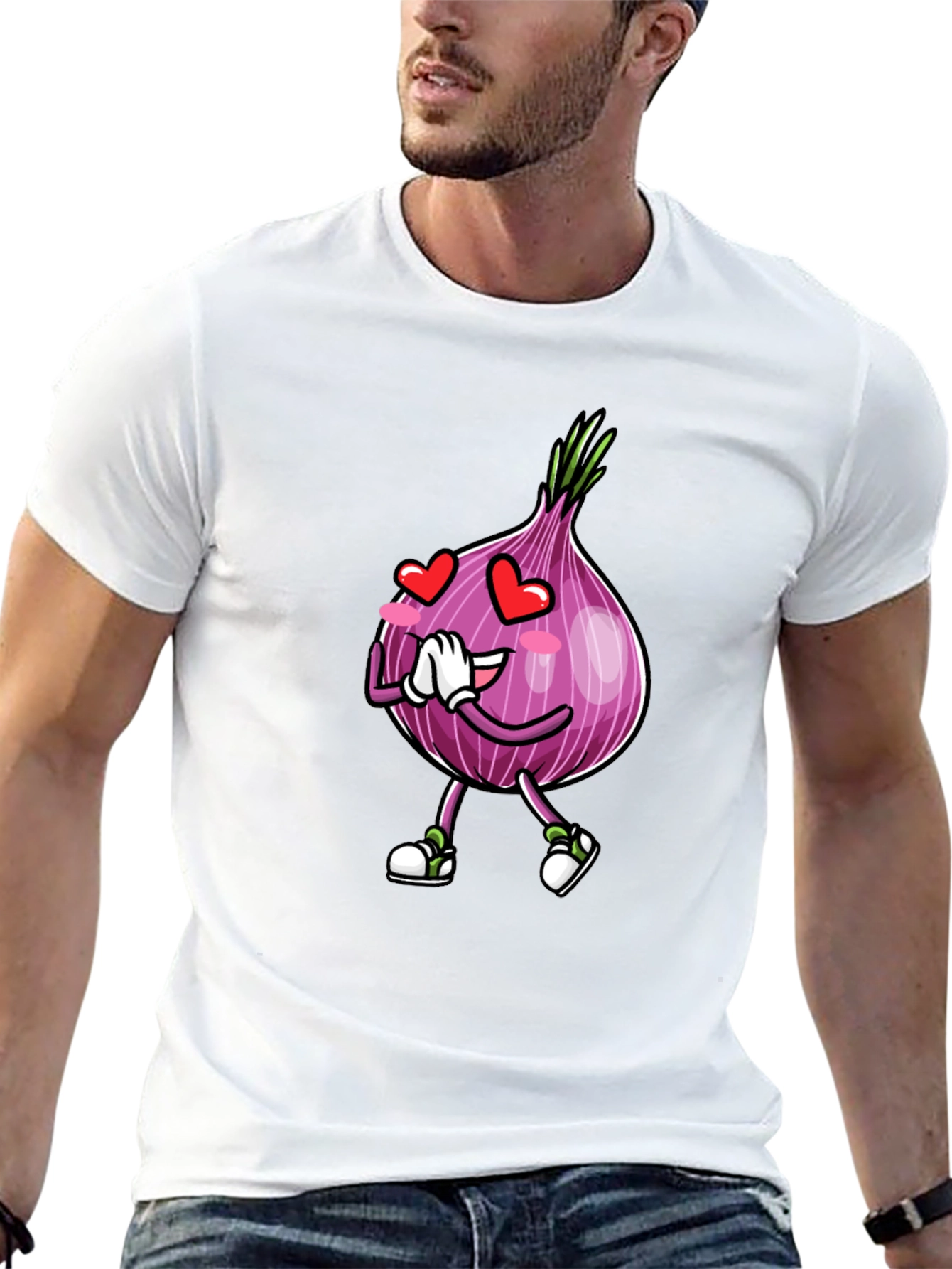Black Cartoon Onion Love Black T-Shirt view 13
