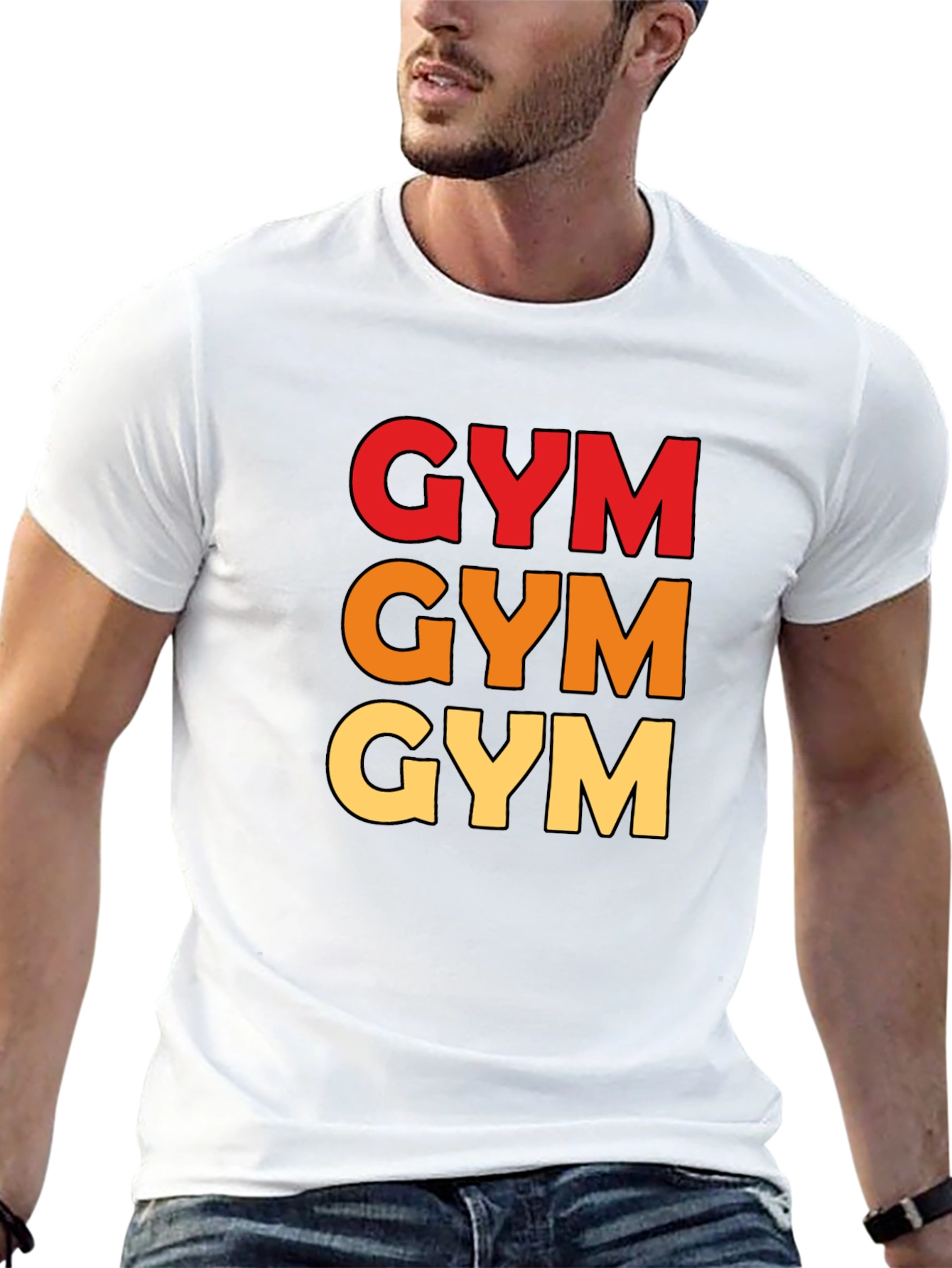 Black Triple GYM Text Tee - Workout Ready view 13