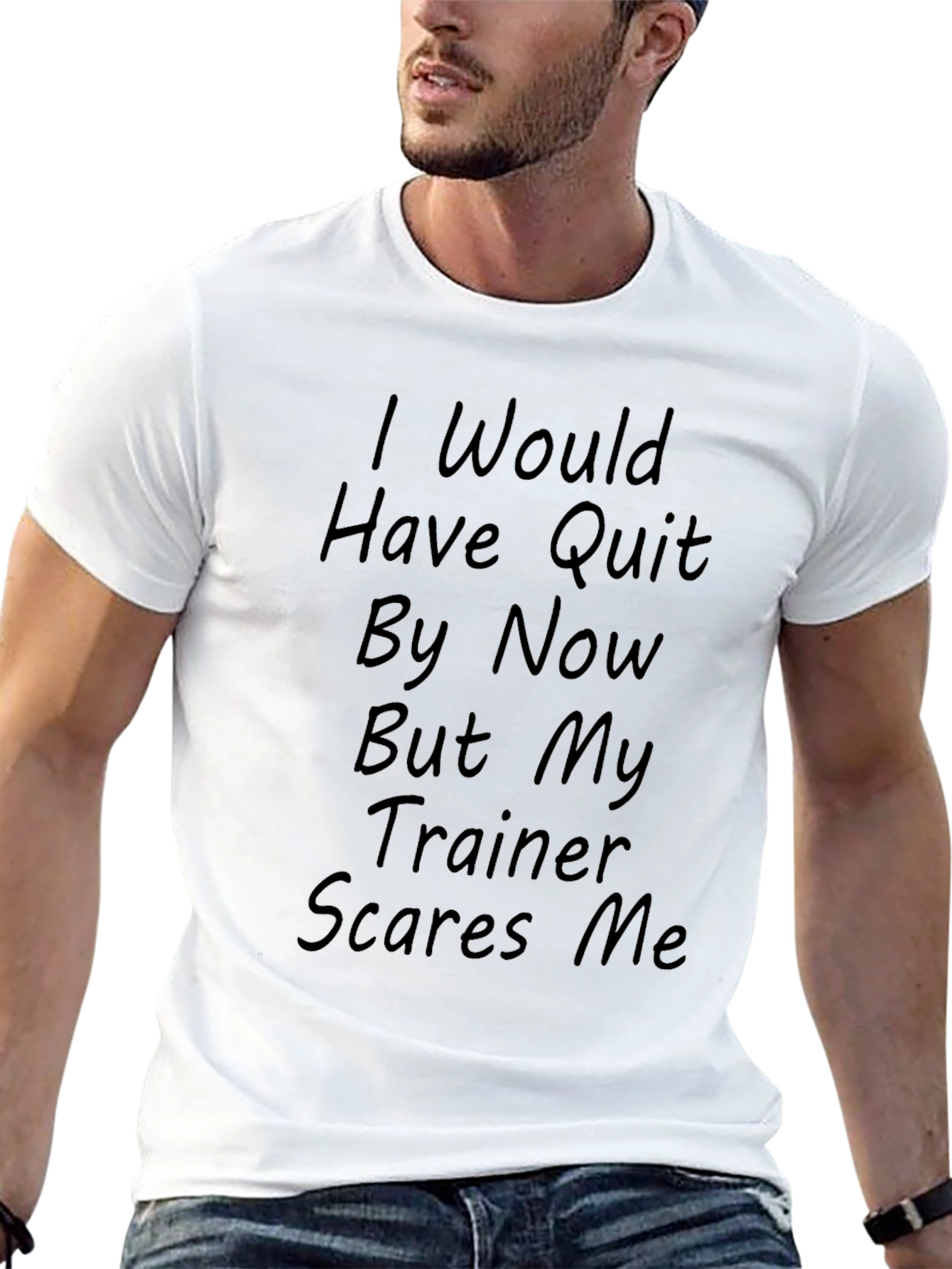 Black Funny Workout T-Shirt - Trainer Scares Me view 13
