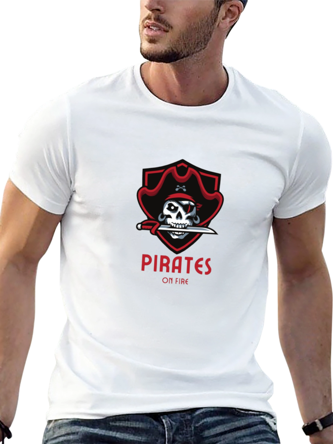 Black Pirates On Fire T-Shirt - Skull Graphic Tee view 13