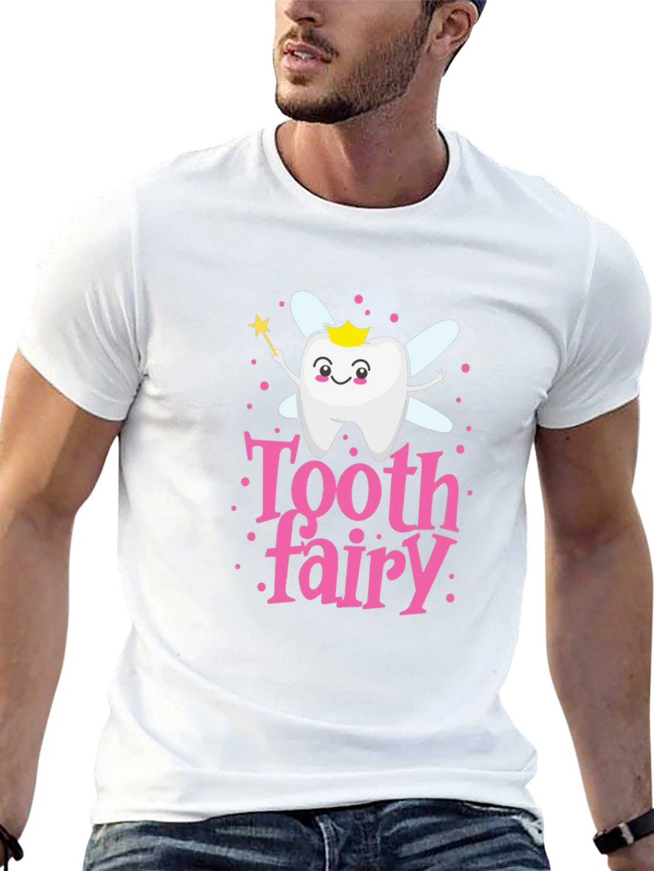 Black Tooth Fairy Cartoon T-Shirt Cute Dental Hygiene Tee view 13