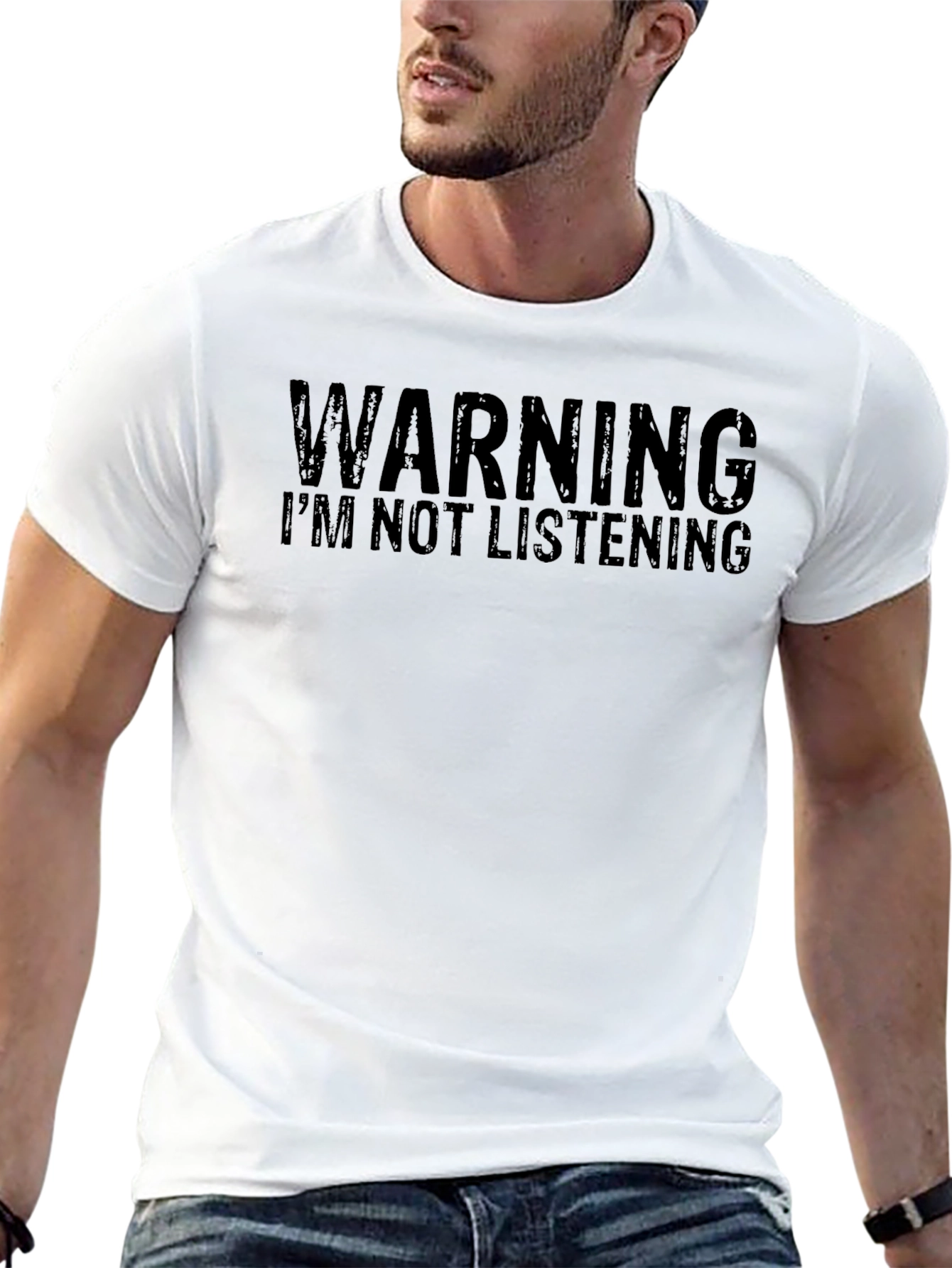 Black Warning I'm Not Listening T-Shirt view 13