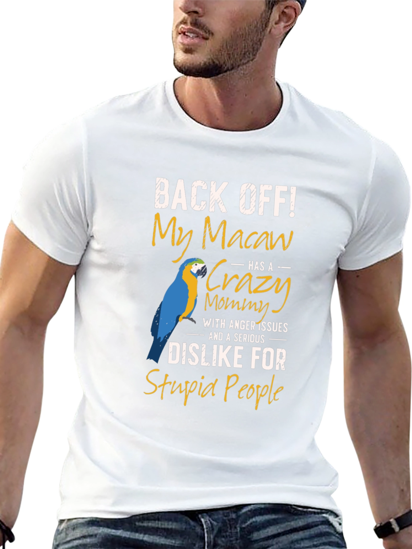 Black Macaw Mommy T-Shirt - Back Off Slogan view 13