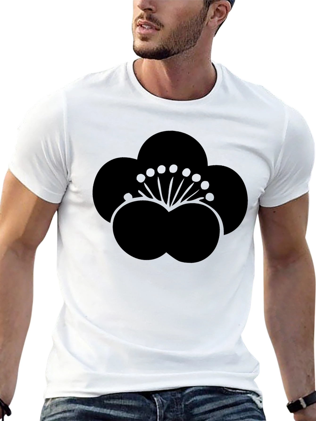 Black Black Plum Blossom Graphic Tee - Stylish & Unique view 13