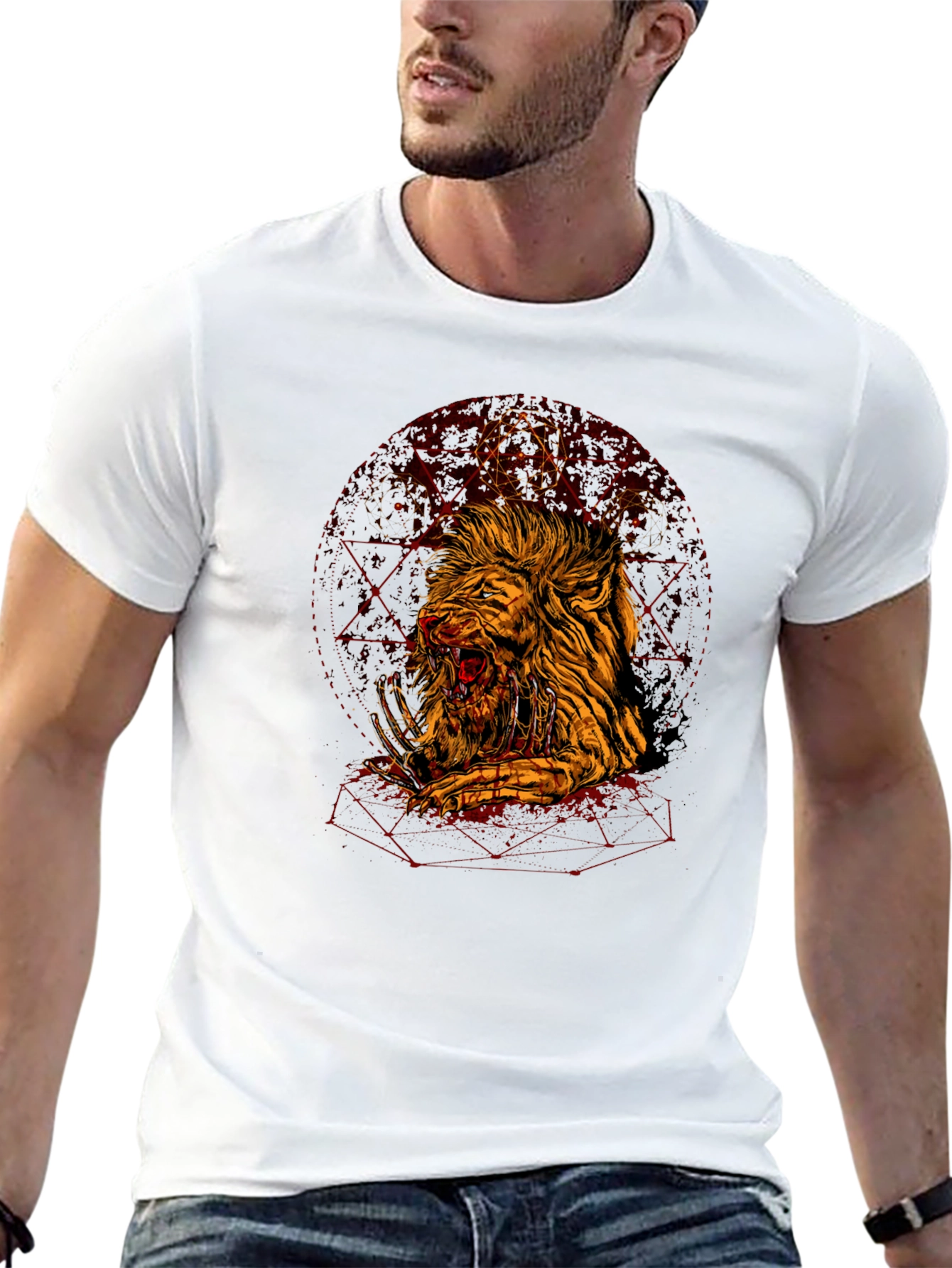 Black Graphic Lion T-Shirt - Edgy Urban Style view 13