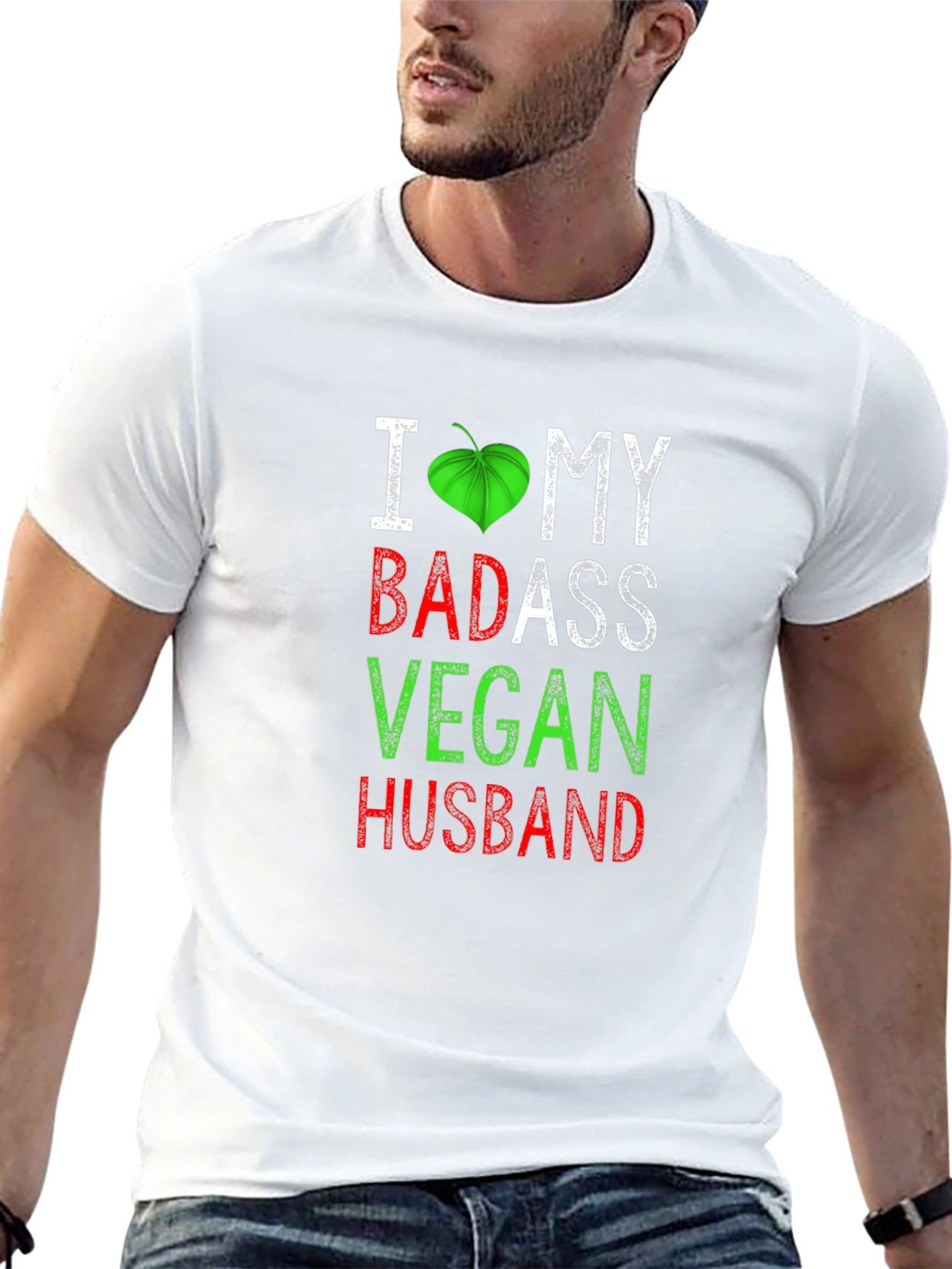 Black I Love My Badass Vegan Husband T-Shirt view 13