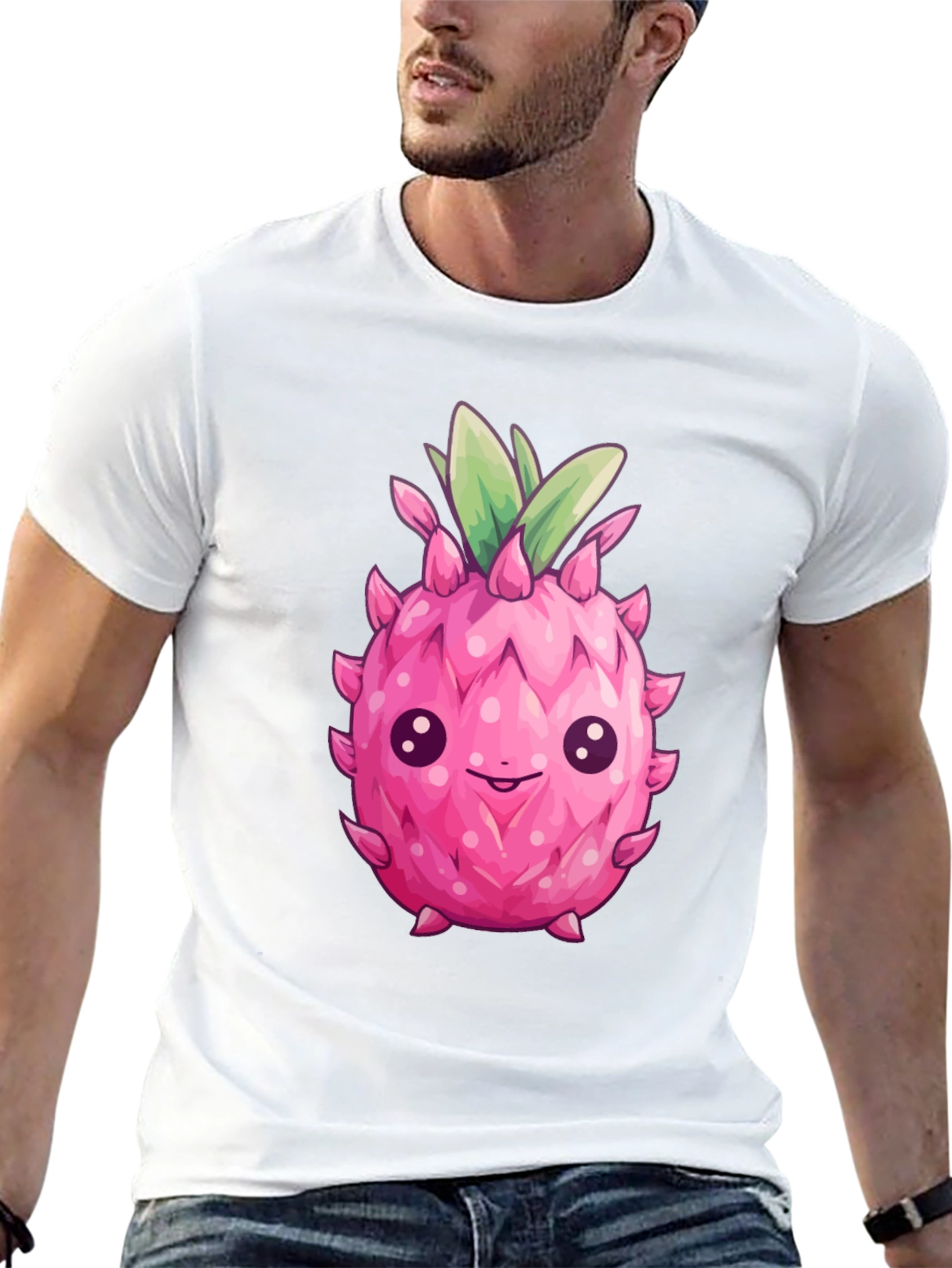 Black Cute Dragon Fruit Graphic Tee view 13