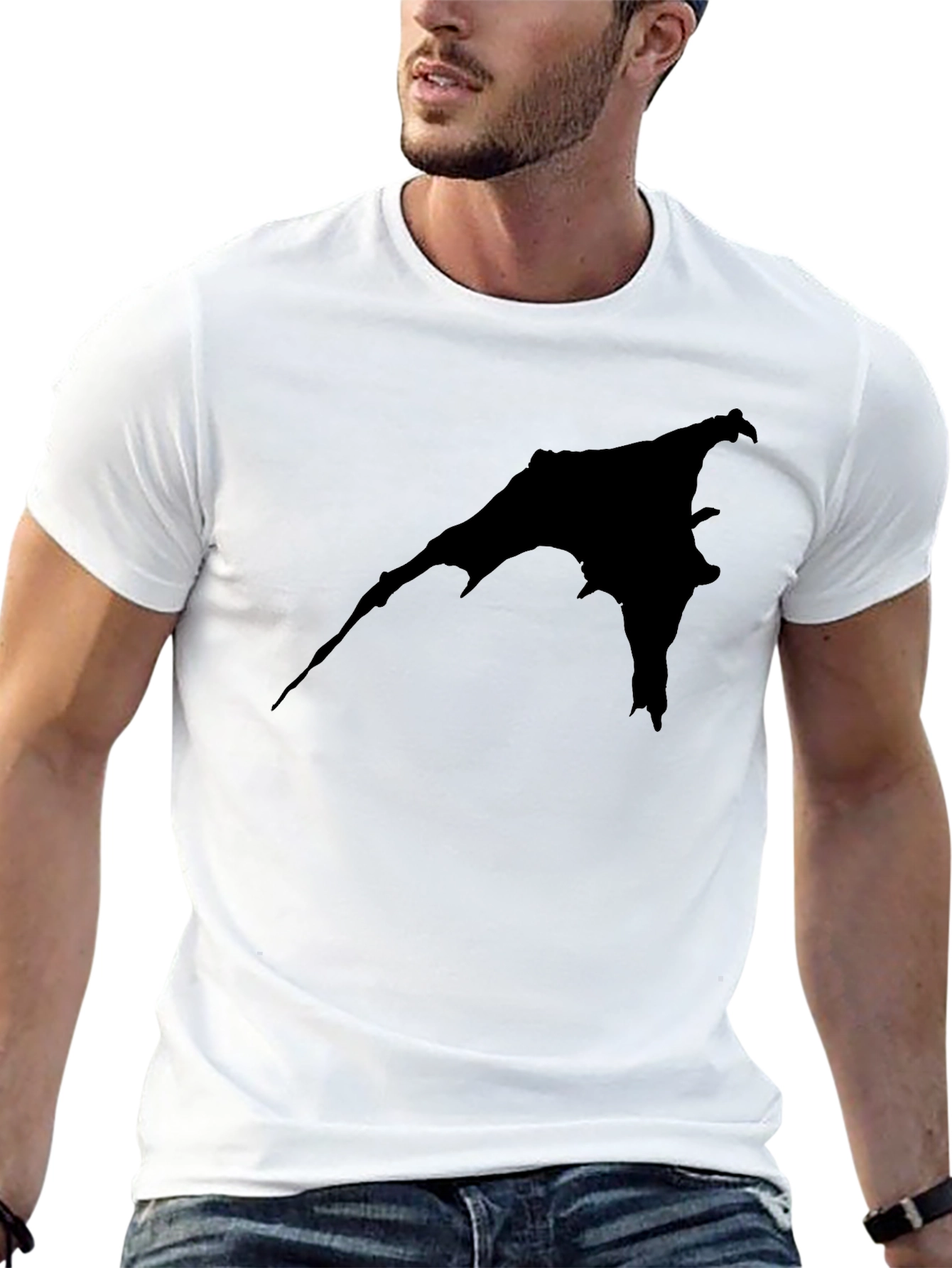 Black Black Graphic Tee - Bat Silhouette Print view 13