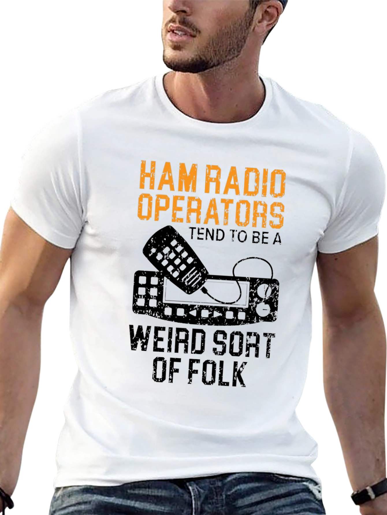 Black Ham Radio Operator Weird Folk Black T-Shirt view 13