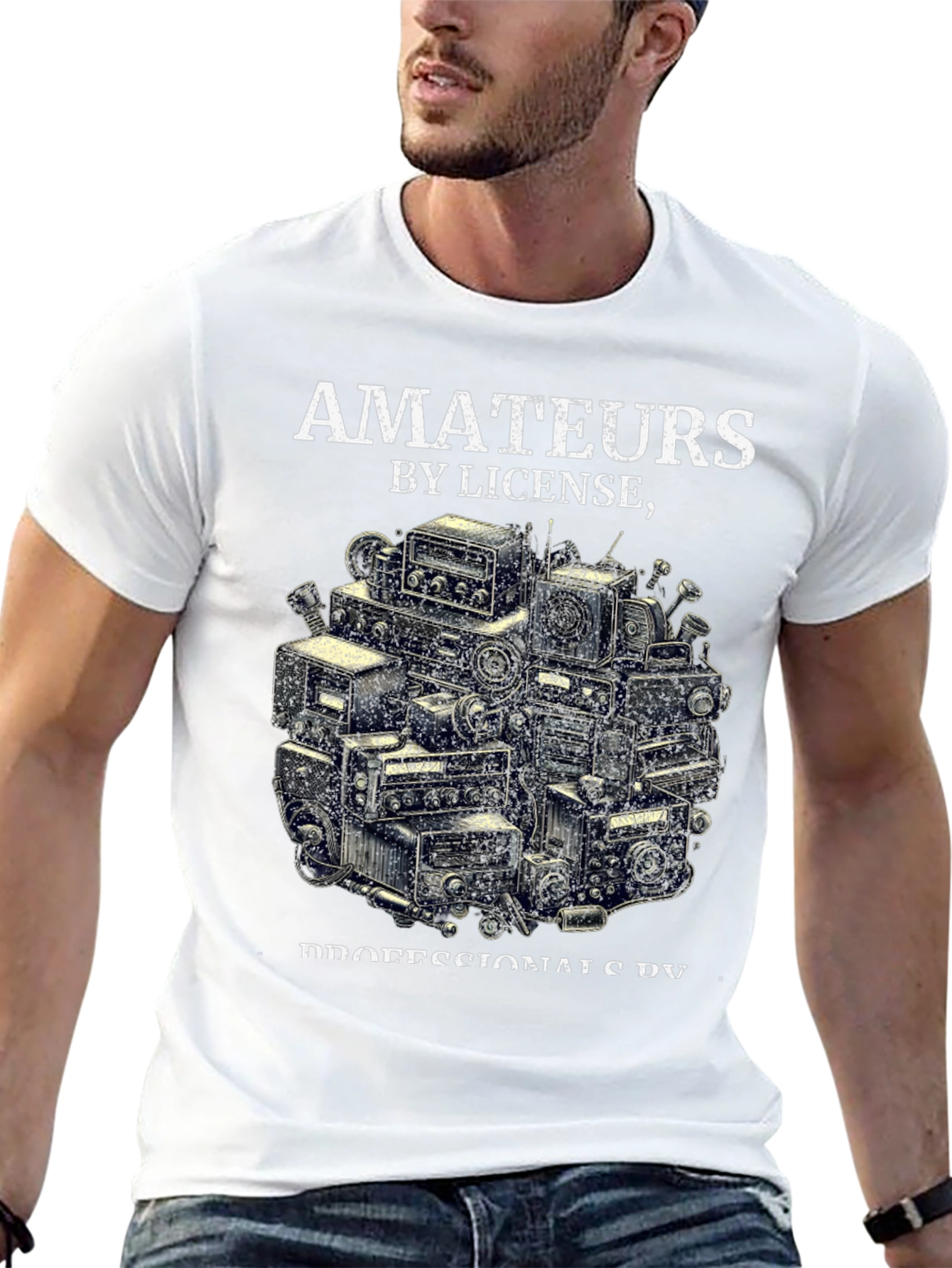 Black Amateurs by License T-Shirt - Ham Radio Operator Design view 13