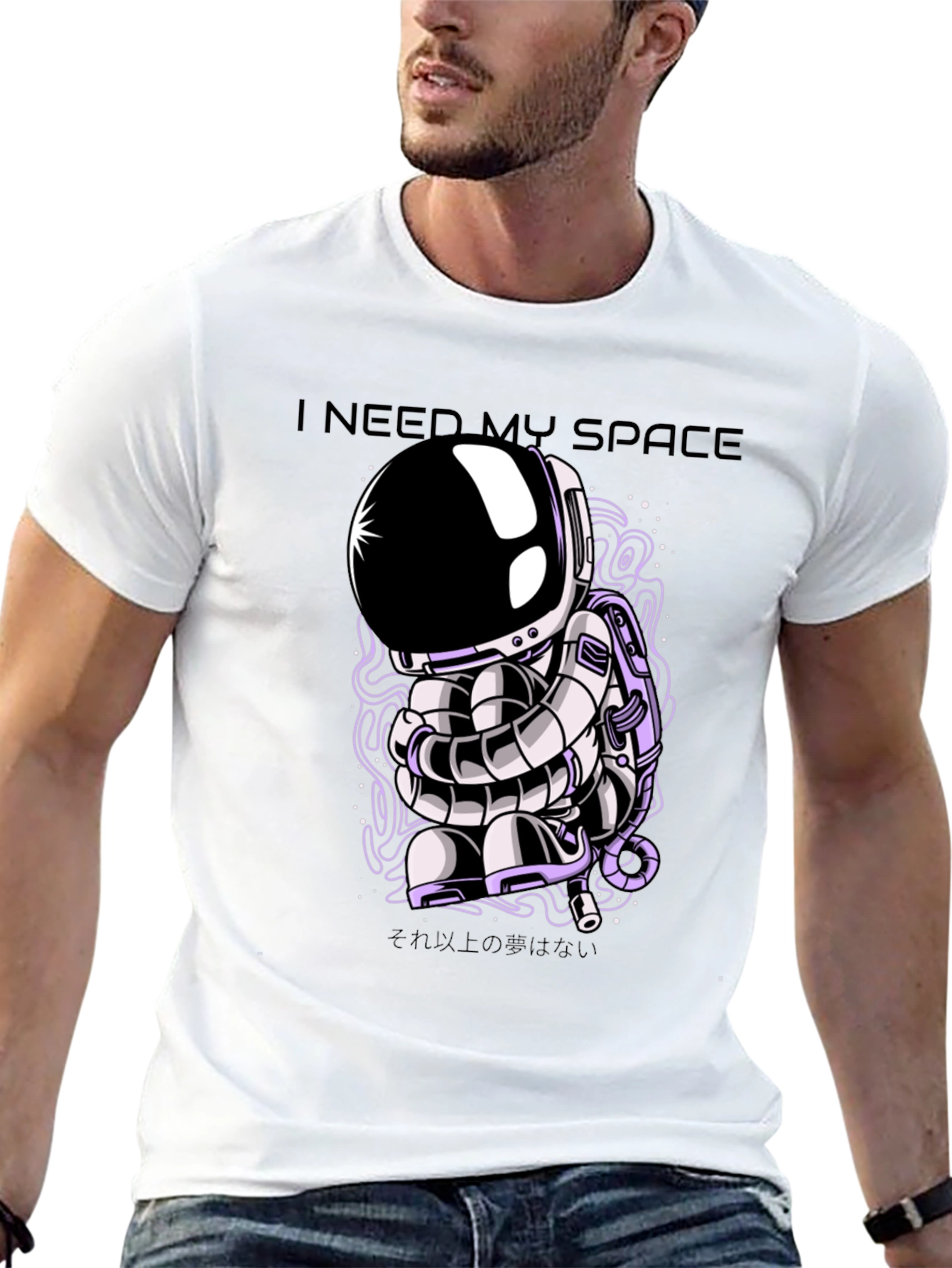 Black I Need My Space Astronaut Graphic T-Shirt view 13