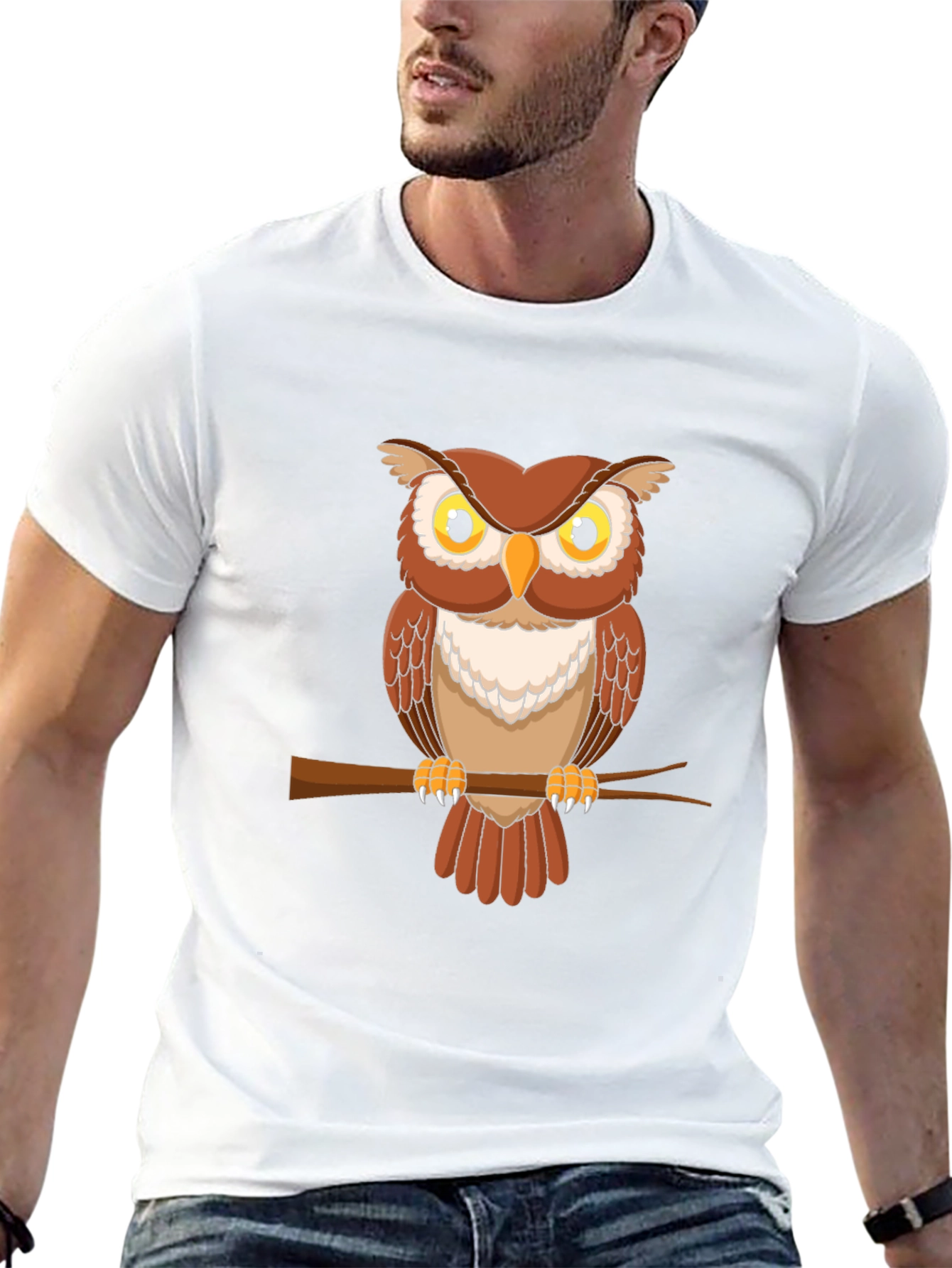 Black Owl Graphic Tee - Men's Short Sleeve Crew Neck T-Shirt view 13