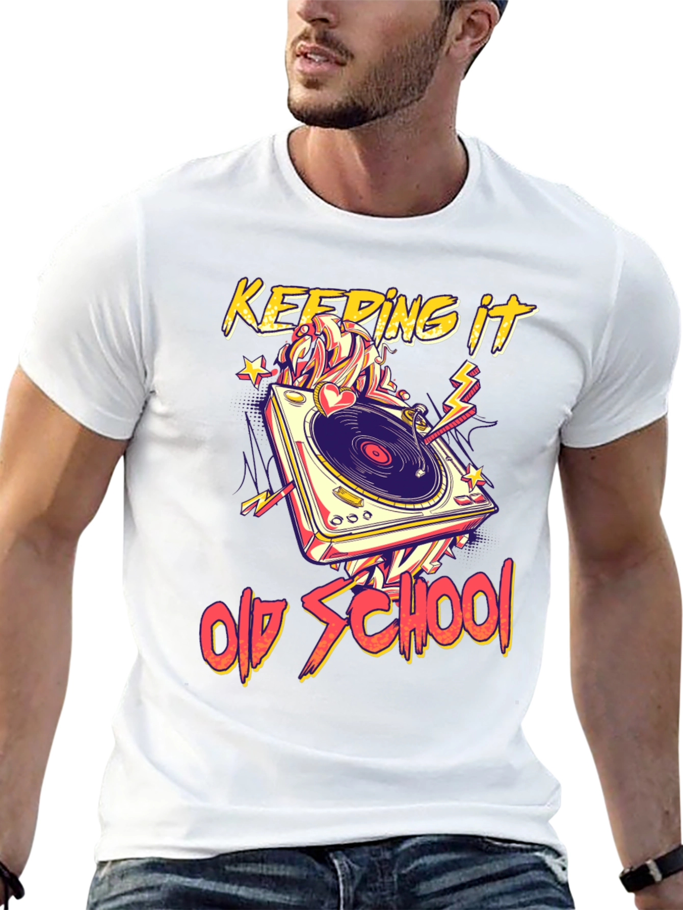 Black Keeping It Old School Turntable Graphic Tee view 13