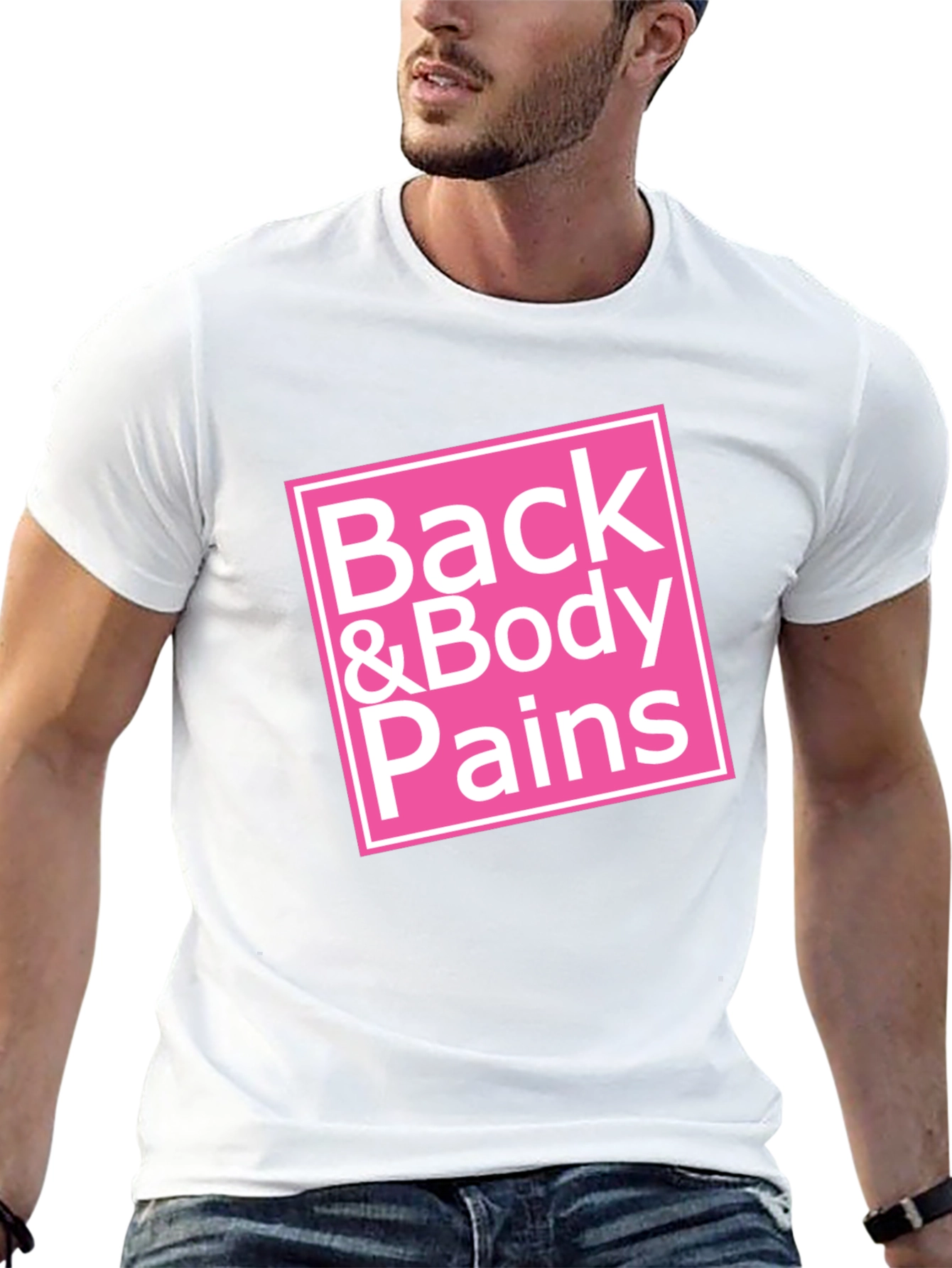 Black Back & Body Pains Graphic Tee - Unisex Black T-Shirt view 13