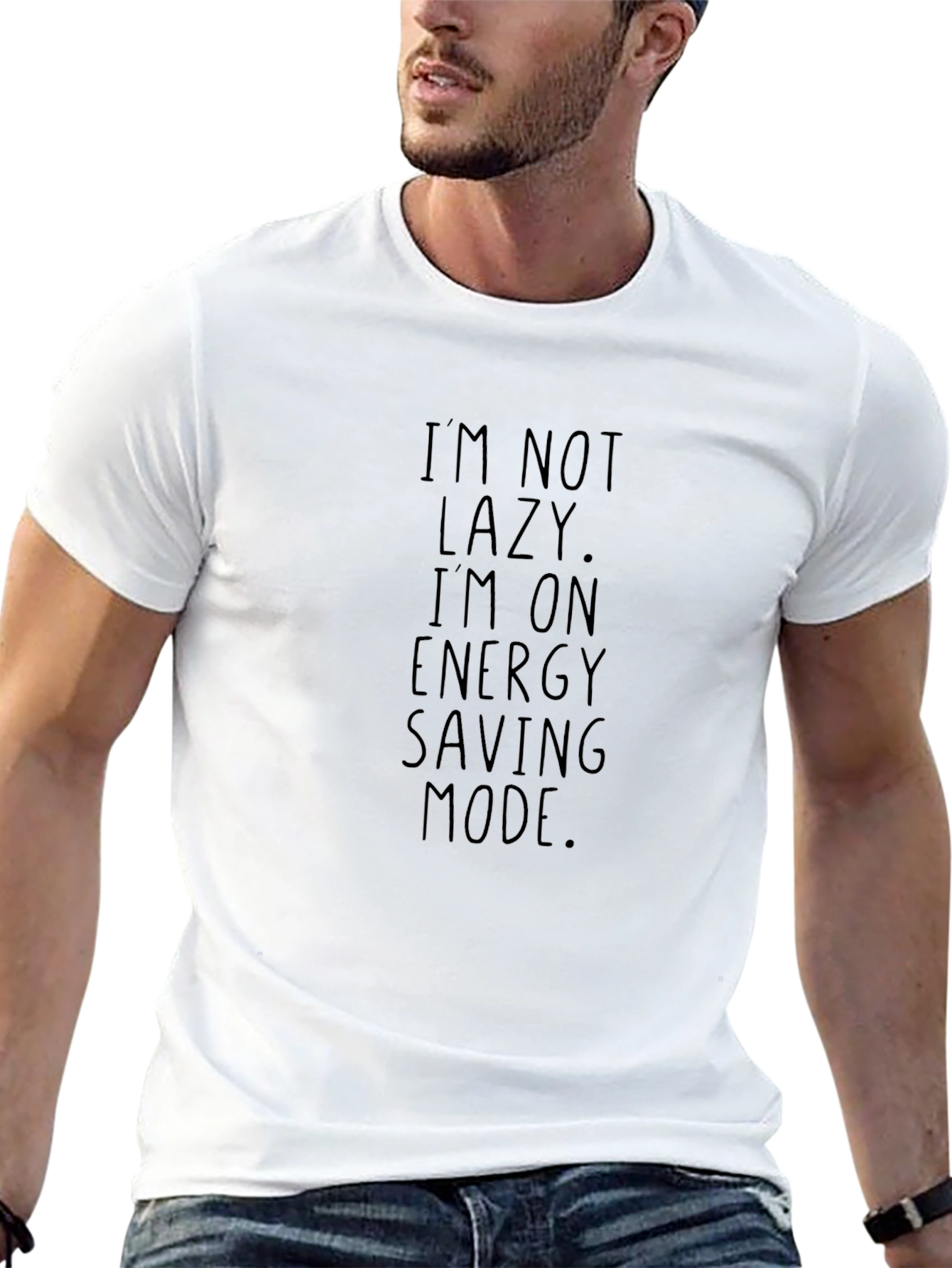 Black I'm Not Lazy T-Shirt - Energy Saving Mode Tee view 13