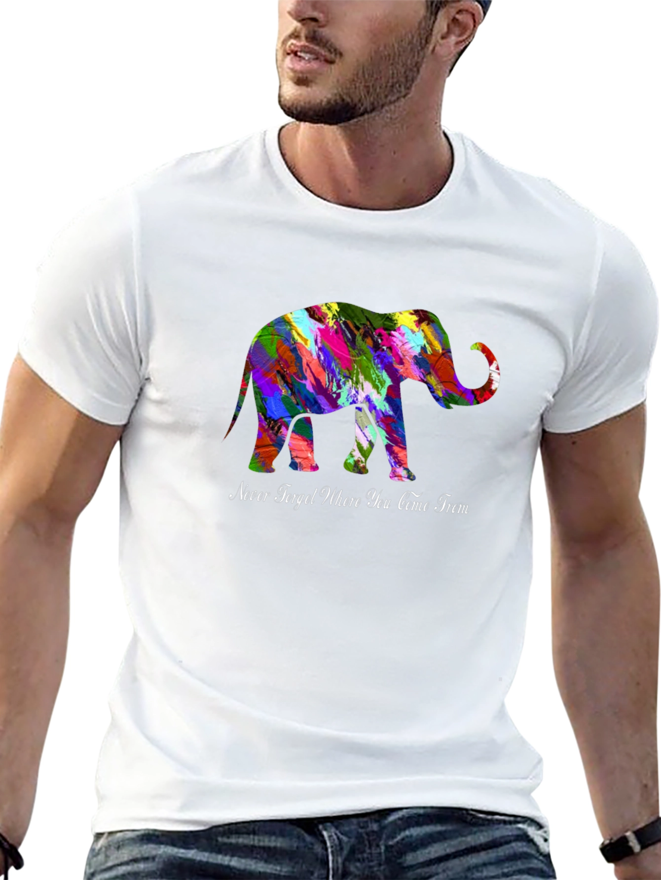 Black Colorful Elephant T-Shirt - Never Forget view 13