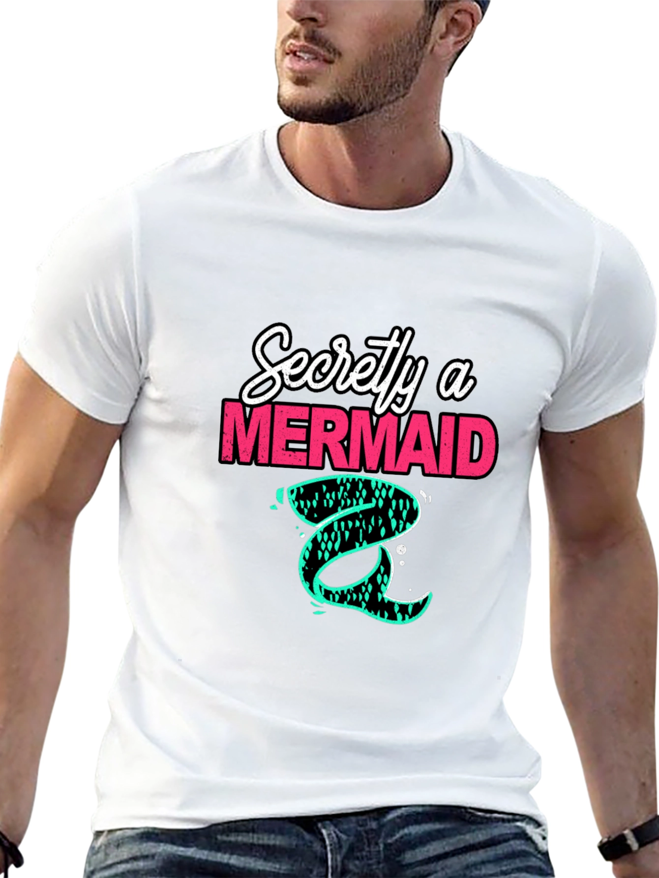 Black Secretly a Mermaid T-Shirt - Unique Graphic Tee view 13
