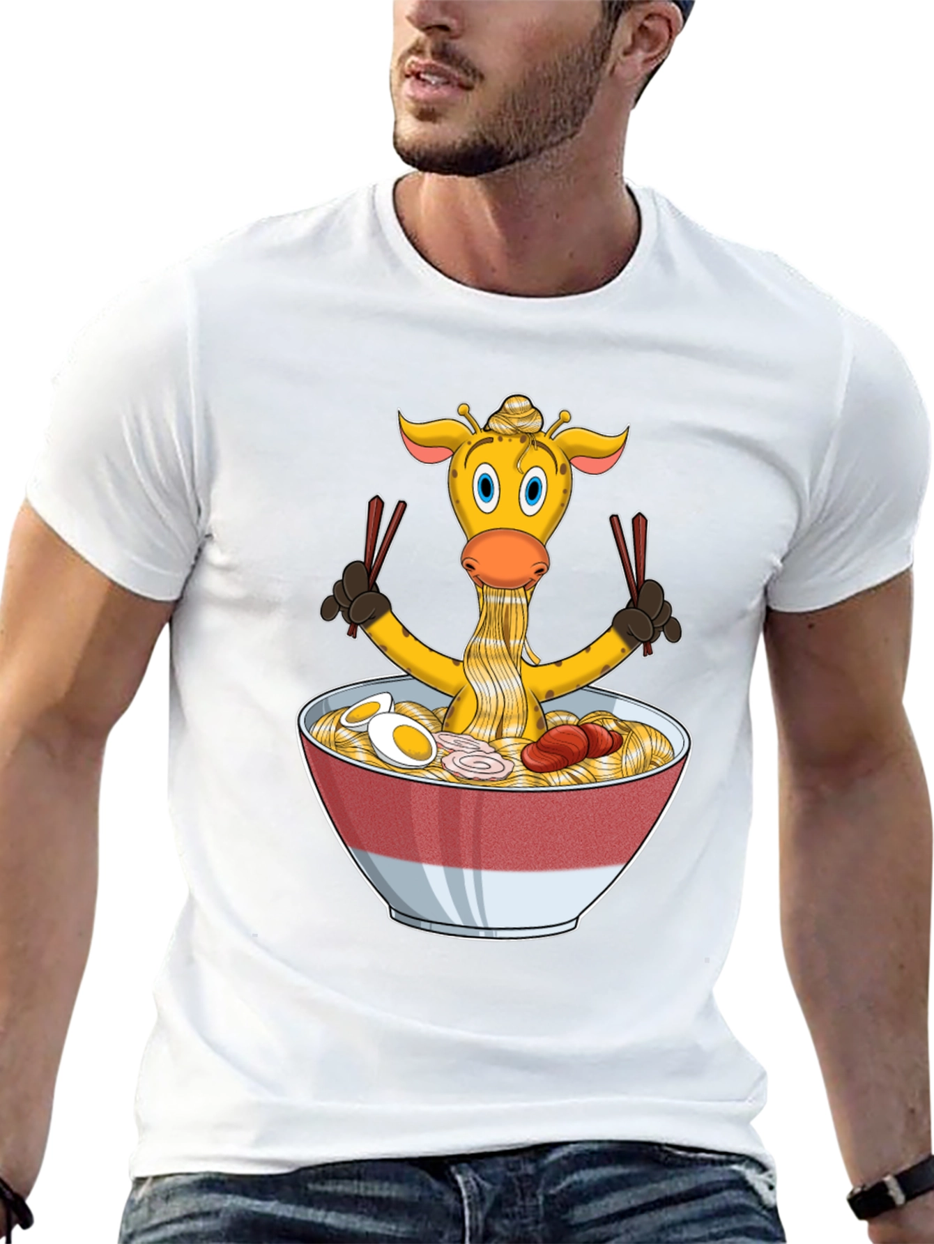 Black Giraffe Ramen T-Shirt - Unique Graphic Tee view 13