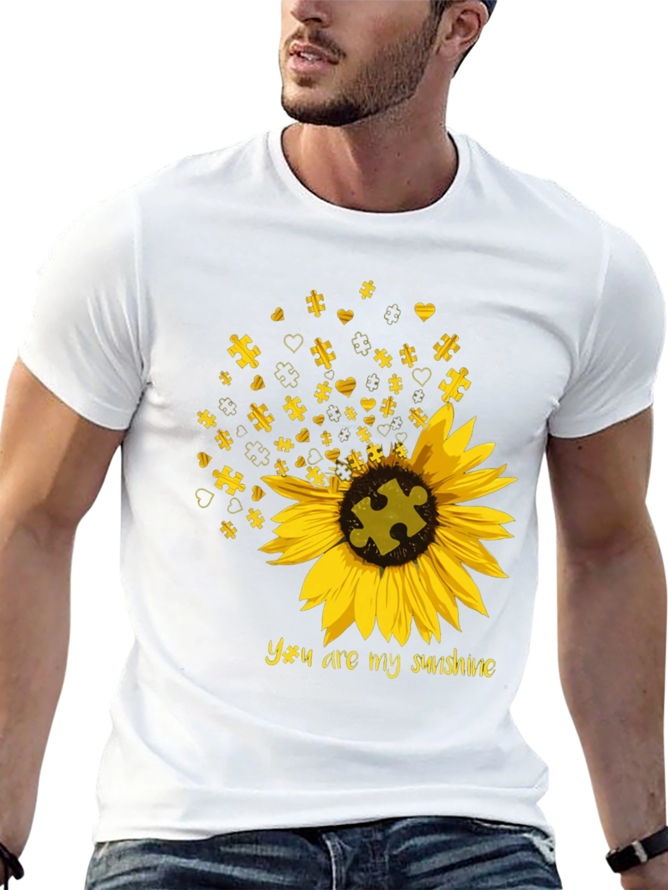 Black Autism Awareness Sunflower T-Shirt view 13