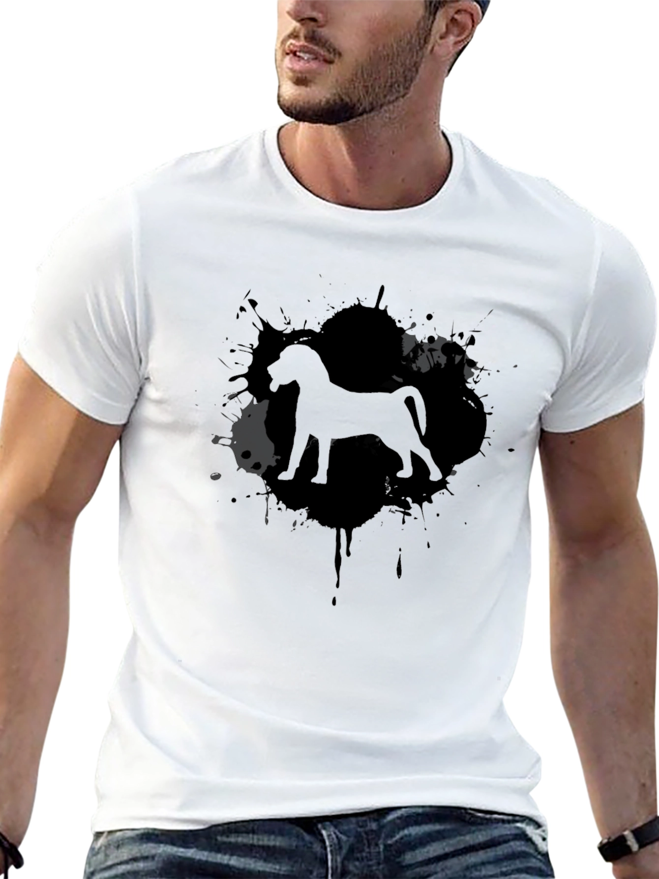 Black Dog Breed Silhouette Black T-Shirt view 13