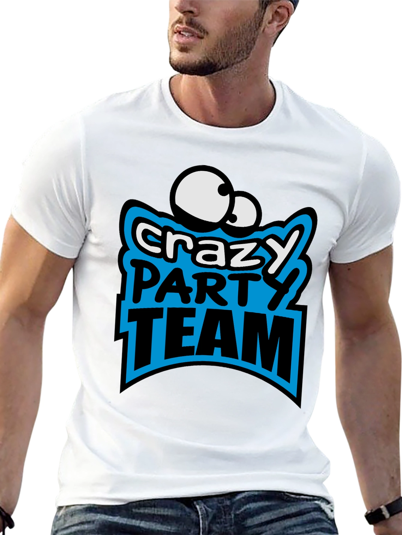 Black Crazy Party Team Graphic T-Shirt view 13