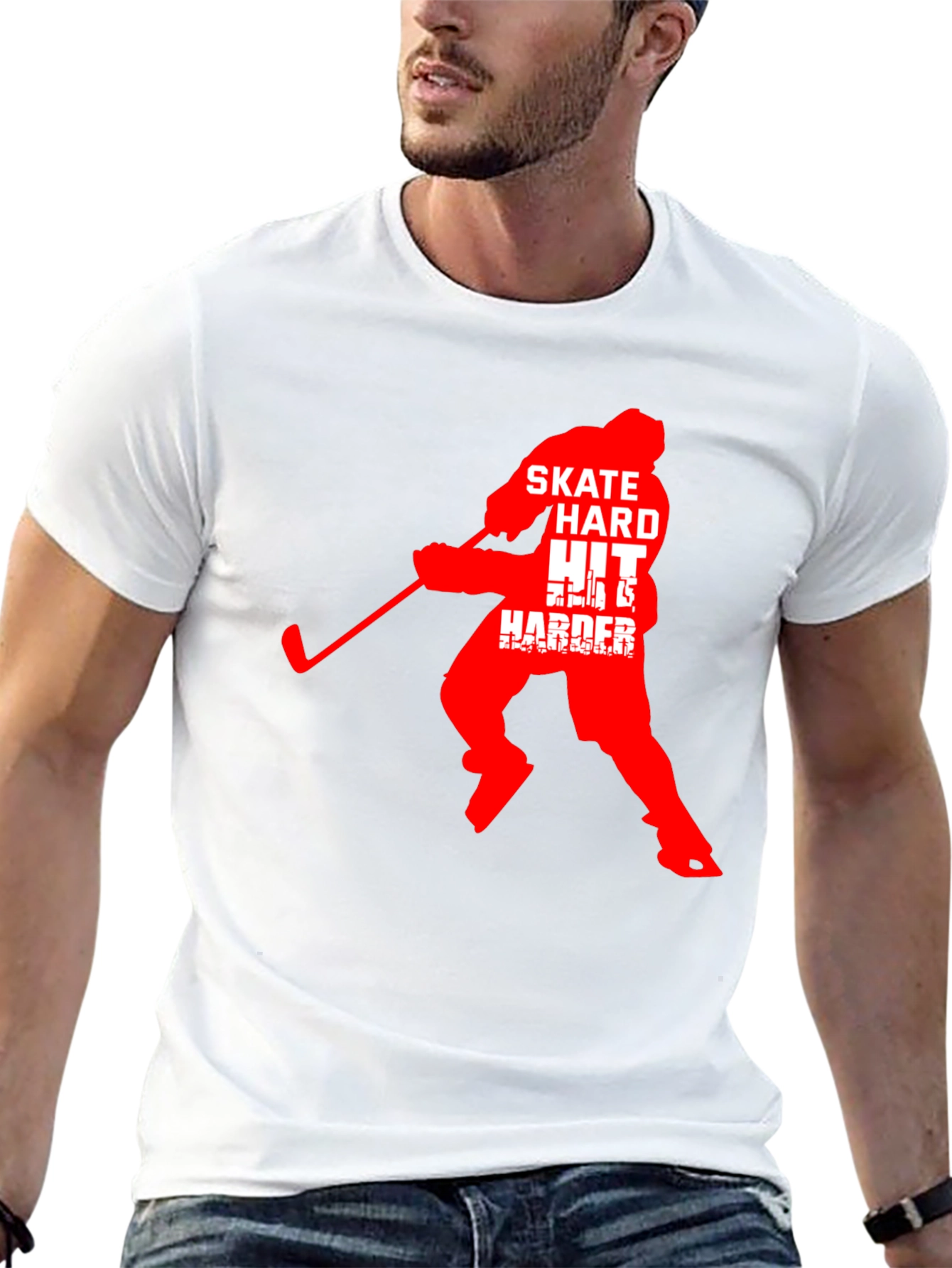Black Hockey T-Shirt: Skate Hard, Hit Harder! view 13
