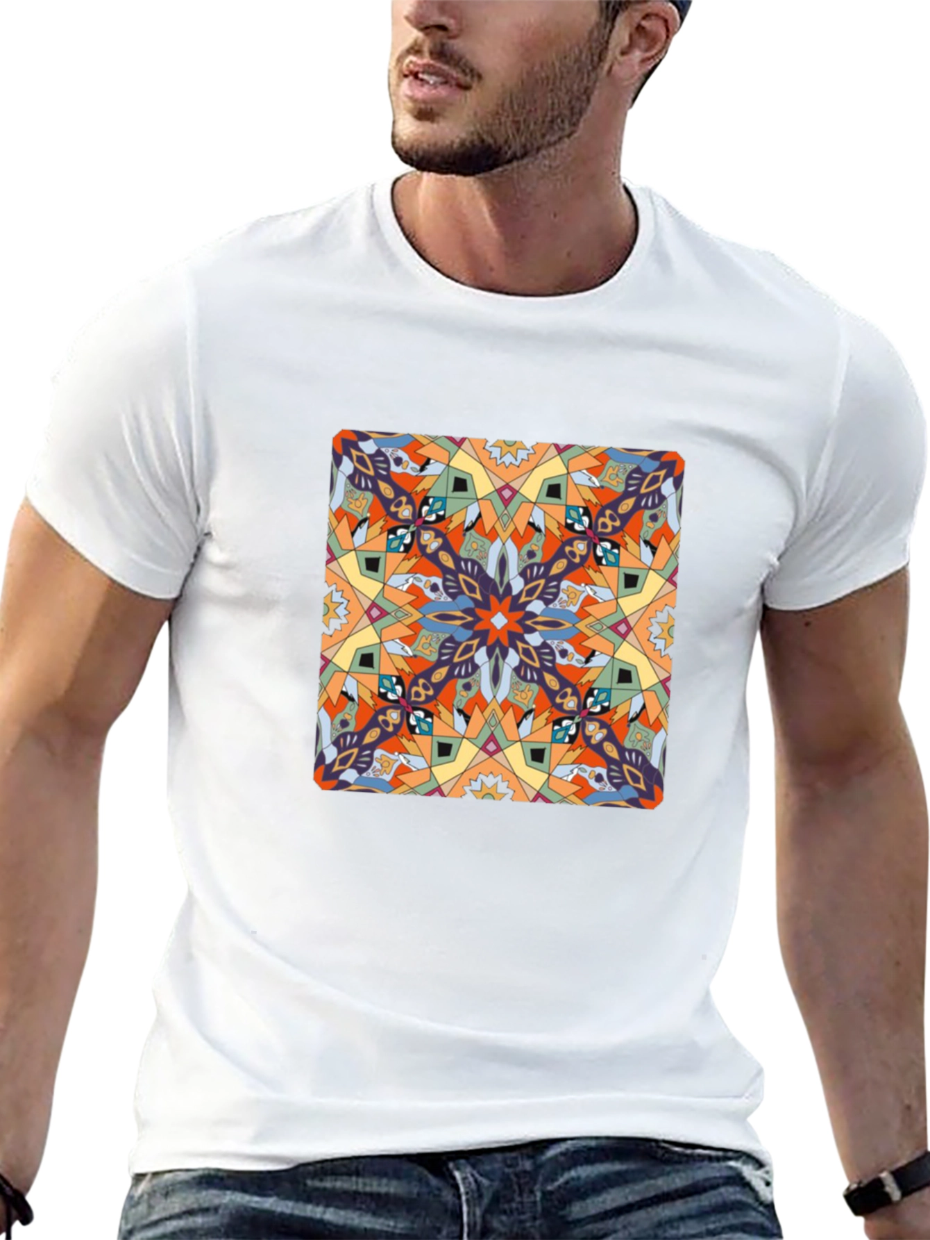 Abstract Pattern Graphic Print Tee - Black - 13