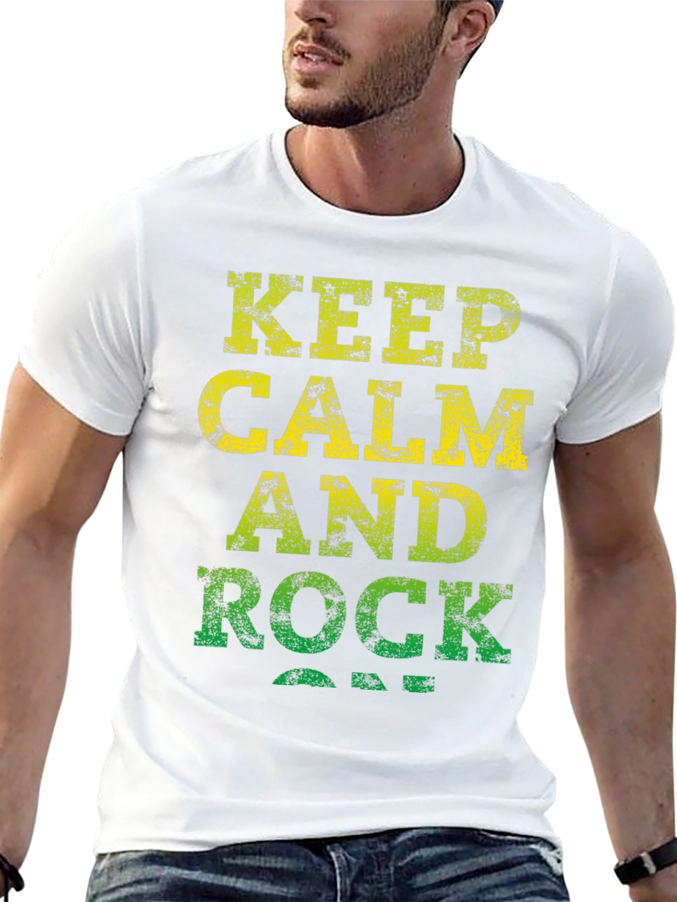 Black Keep Calm and Rock On Black T-Shirt view 13