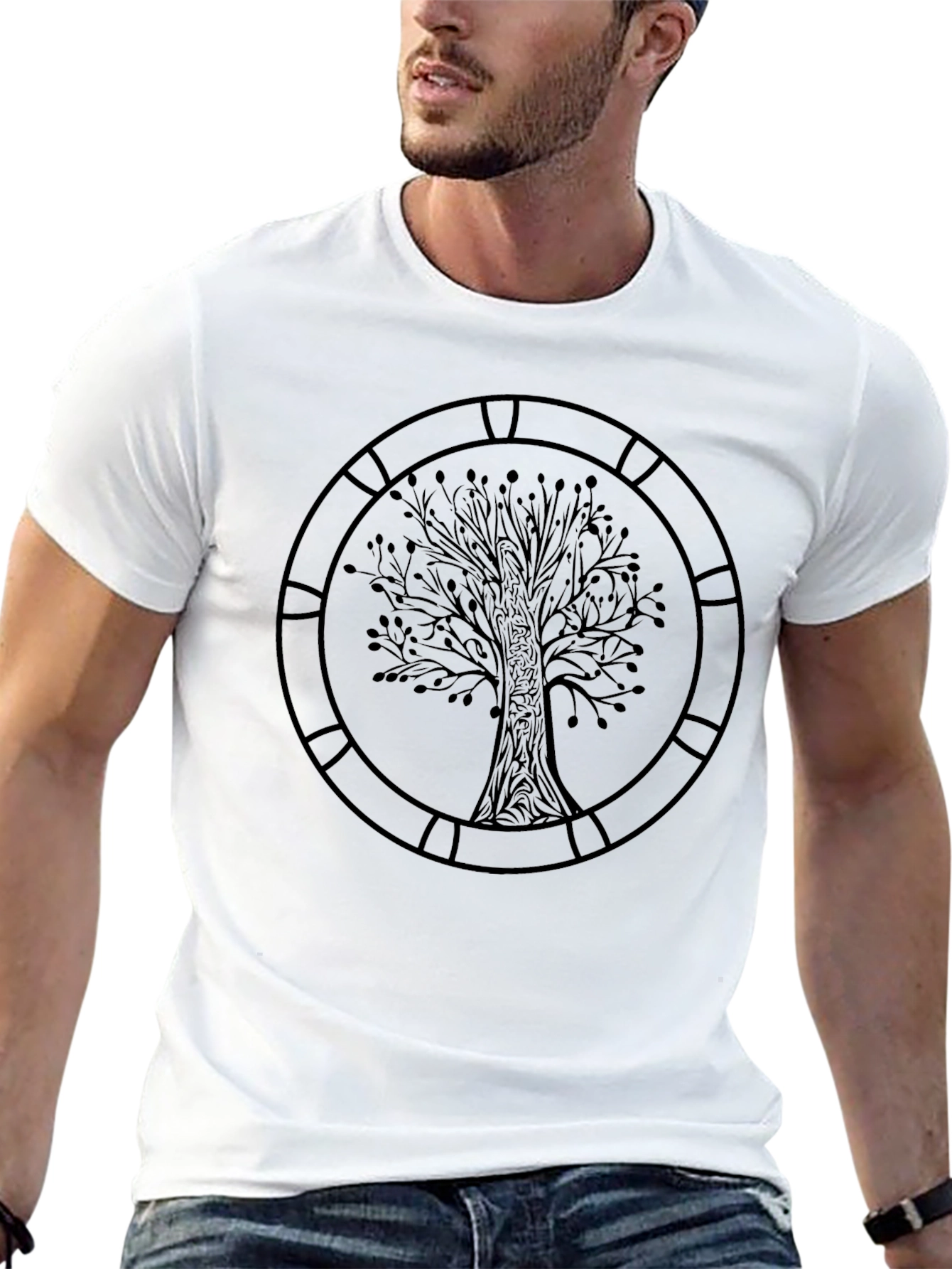 Black Men's Black Tree of Life Graphic Tee view 13