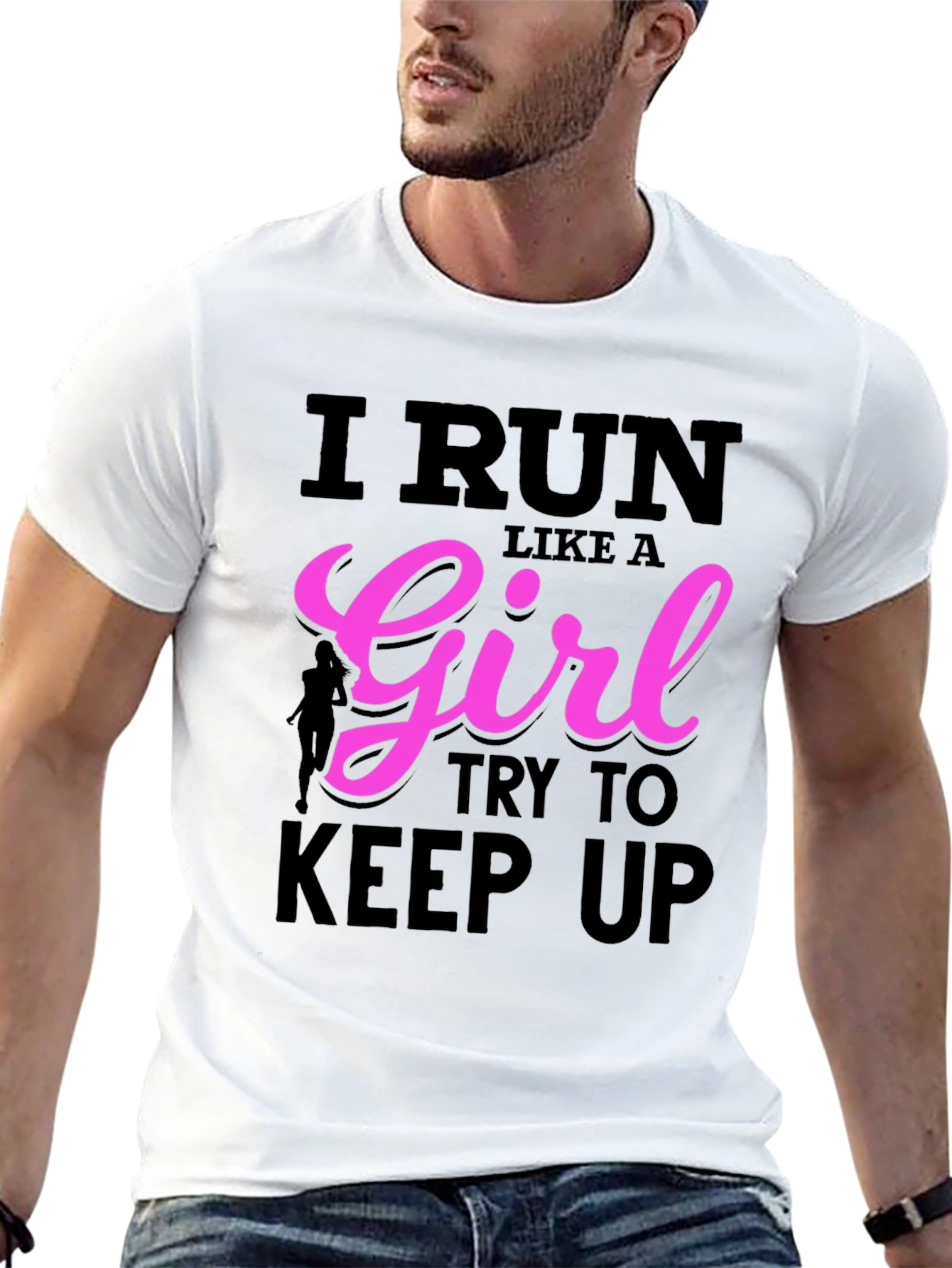 Black I Run Like A Girl T-Shirt - Running Tee view 13