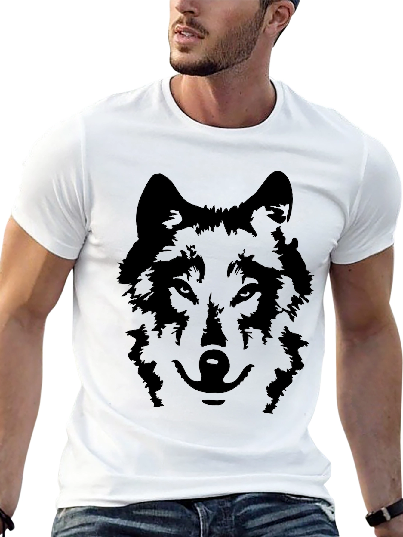Black Black Wolf Graphic Tee - Men's Short Sleeve T-Shirt view 13