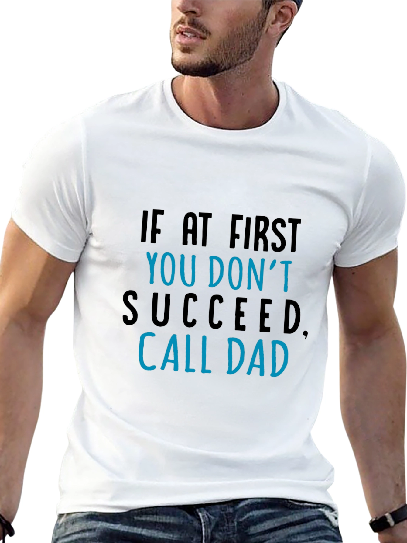 Black Call Dad Funny Graphic Tee - Men's Black T-Shirt view 13