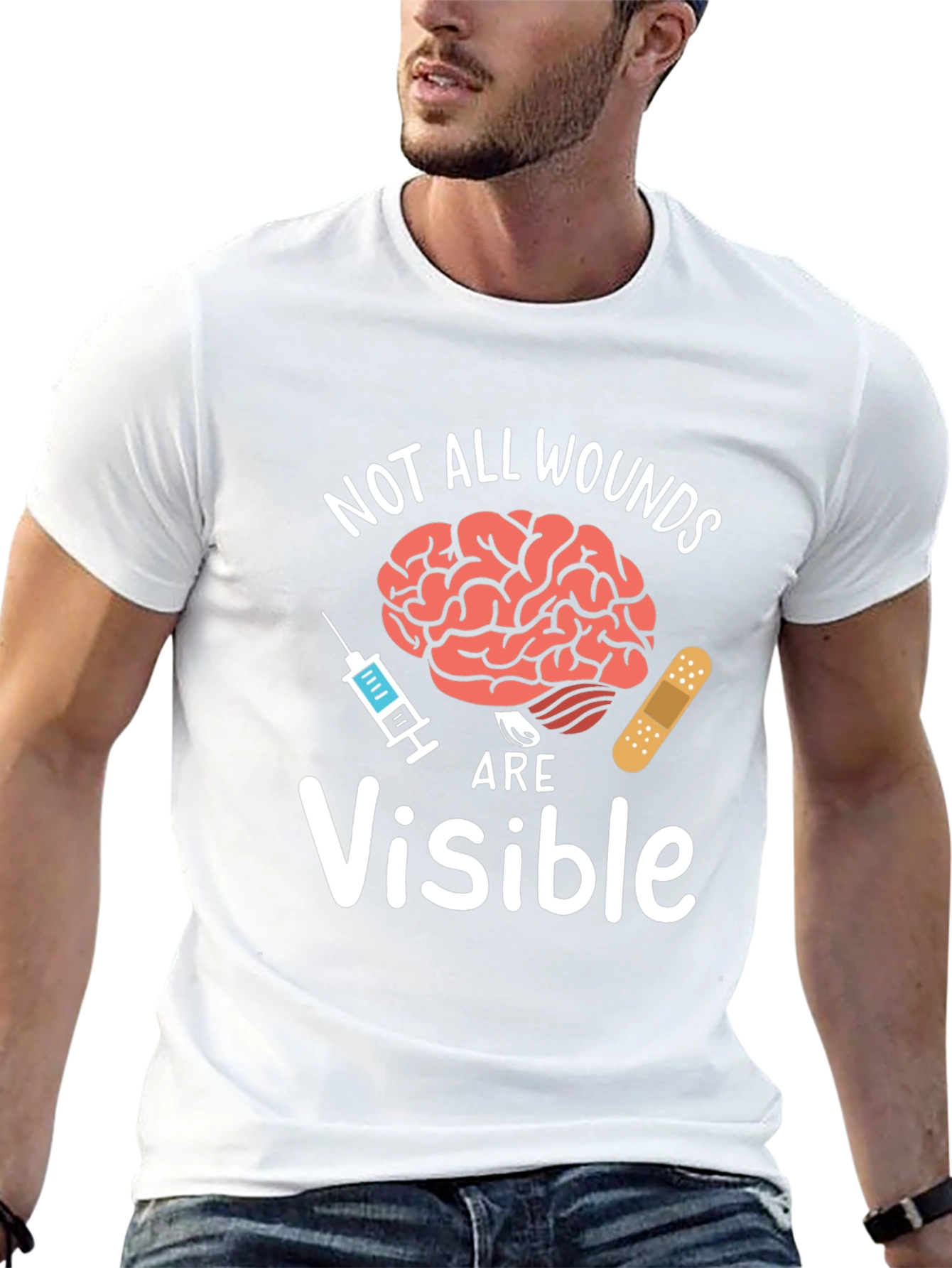 Black Not All Wounds Are Visible T-Shirt Mental Health Awareness  view 13