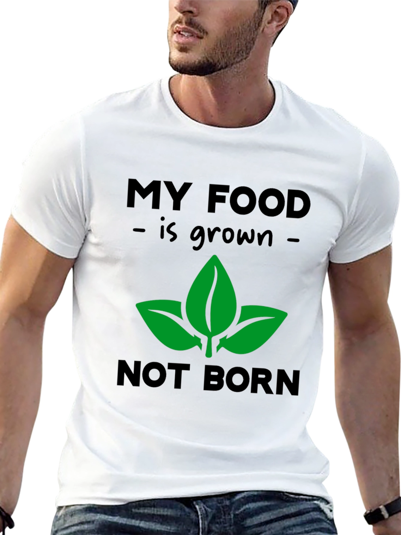 Black Vegan T-Shirt: My Food is Grown Not Born, Plant-Based Tee view 13