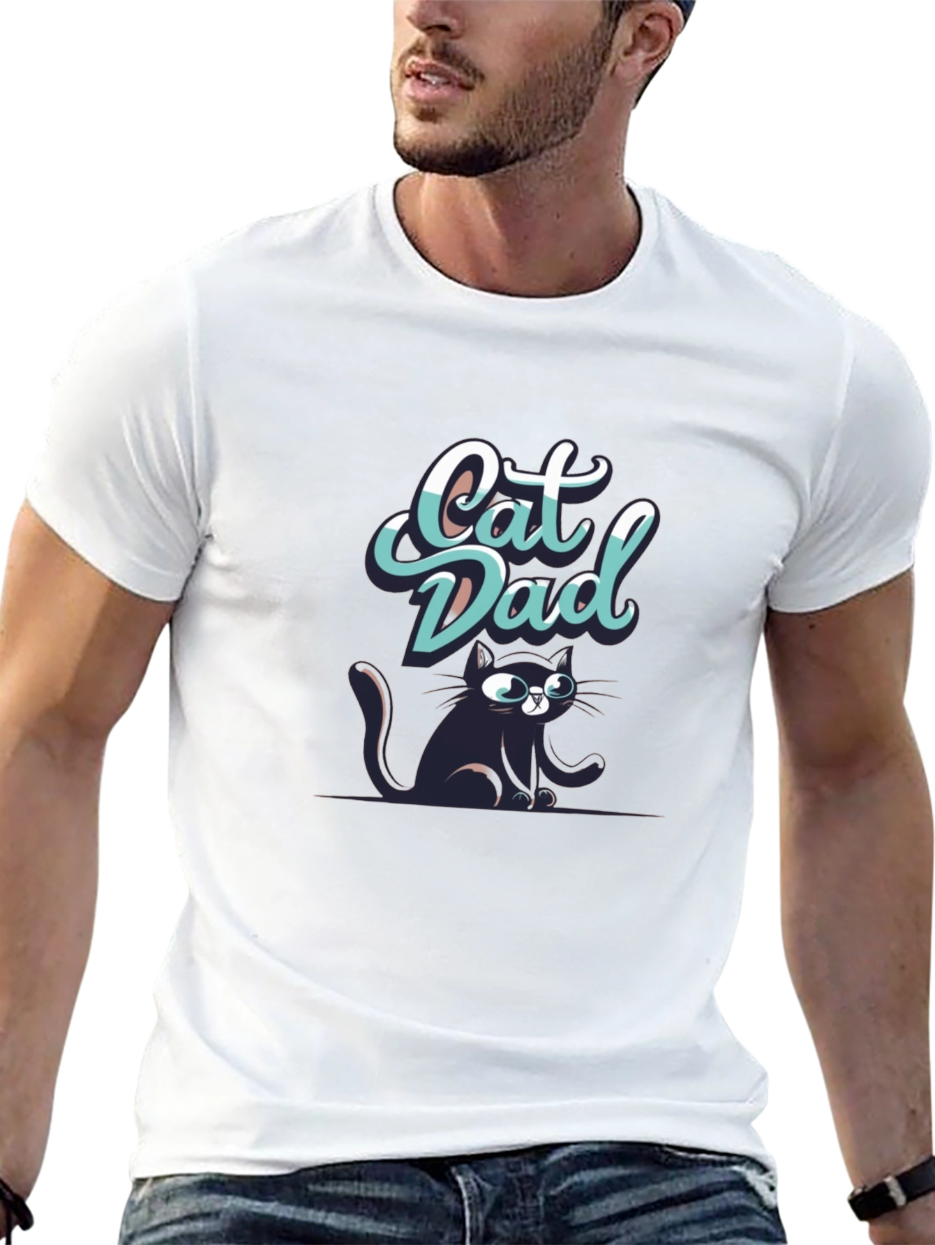 Black Cat Dad Graphic T-Shirt view 13