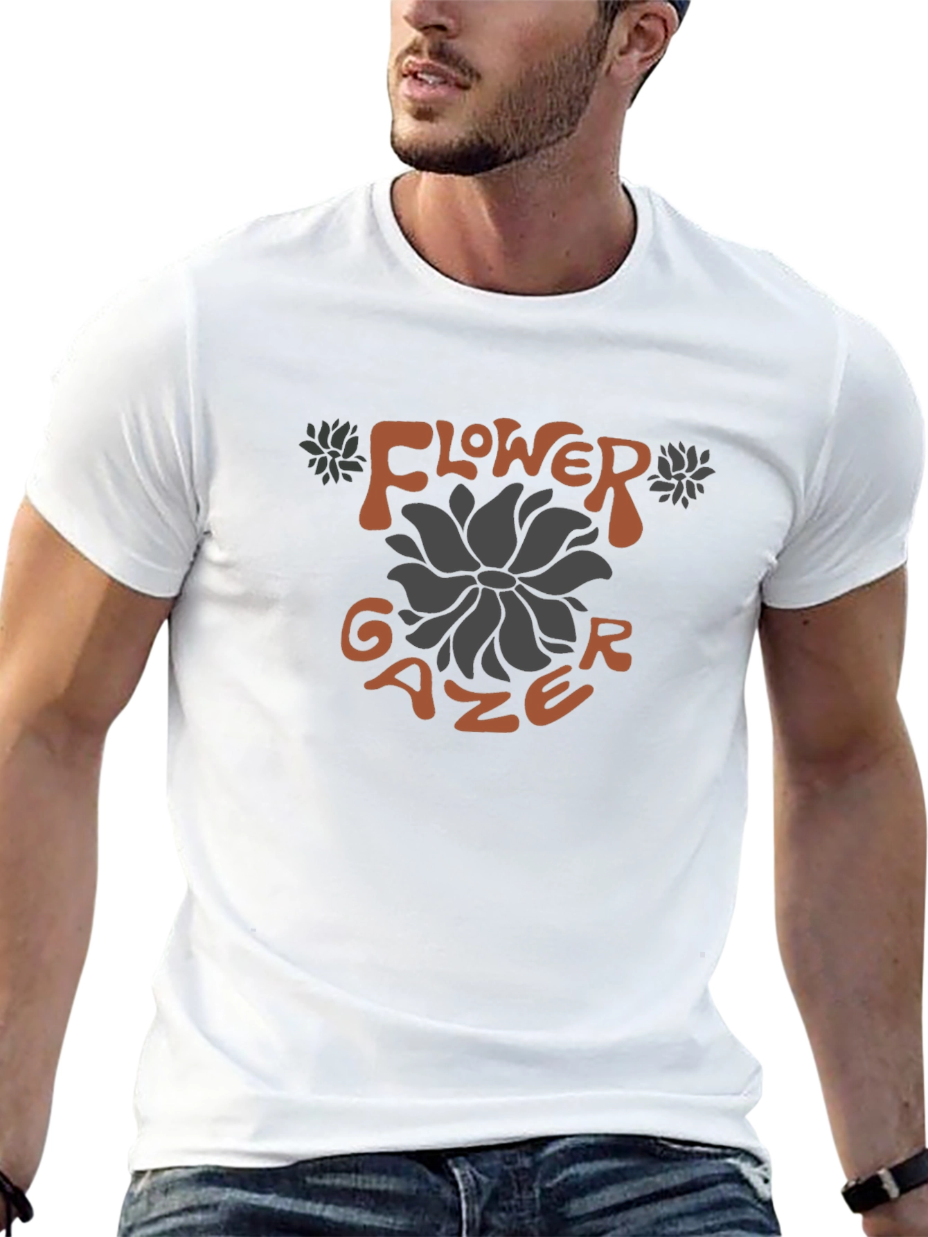Black Flower Gazer Graphic Tee - Soft Cotton Blend view 13