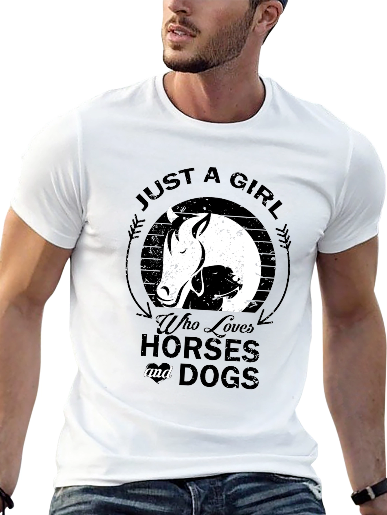 Black Just a Girl Who Loves Horses & Dogs Black T-Shirt view 13