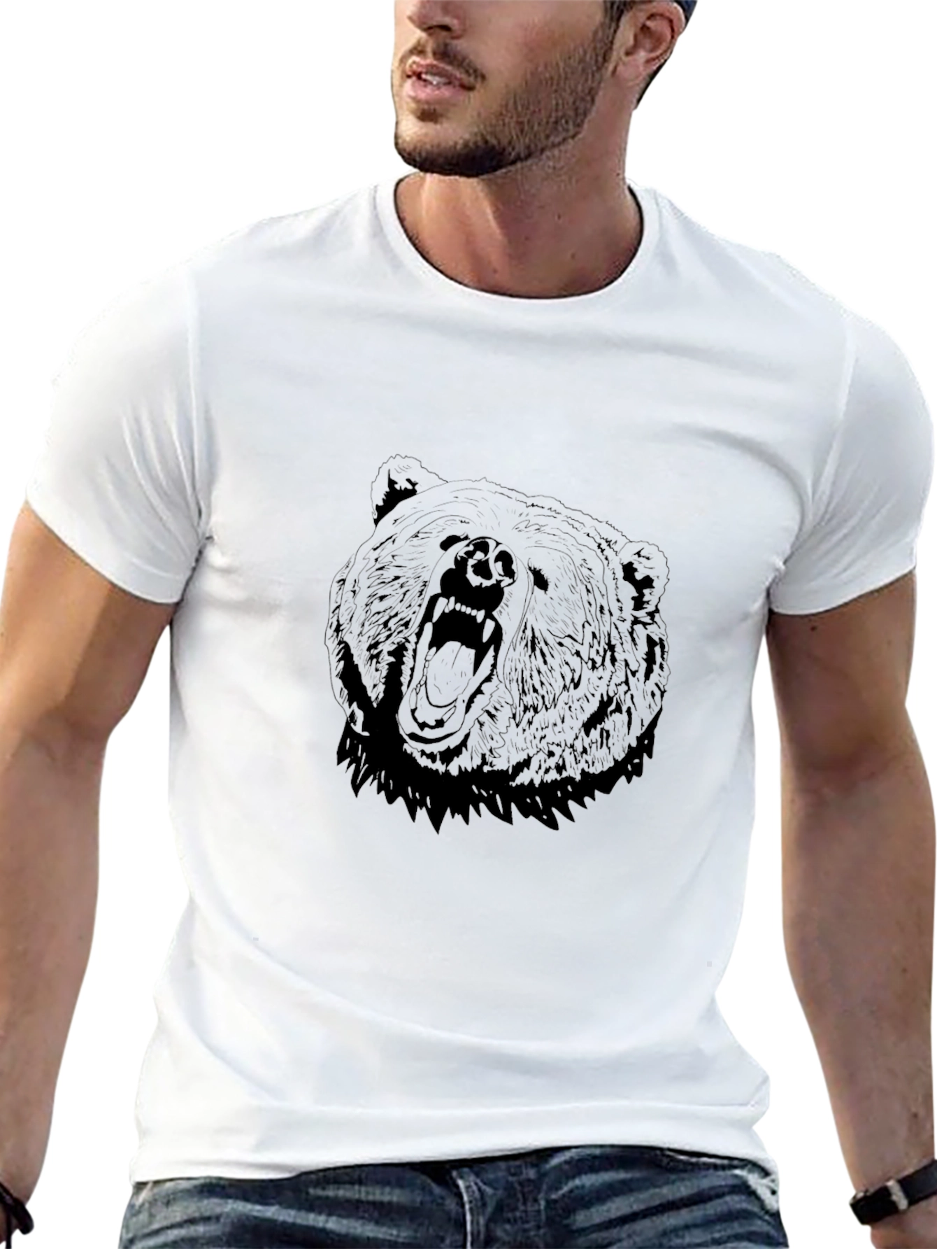 Black Men's Black Bear Graphic Tee - Roaring Style view 13